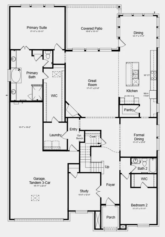 dditional Highlights include: Tub and shower combo at secondary bath, tiled shower floor at primary bath, and upgraded entry door.