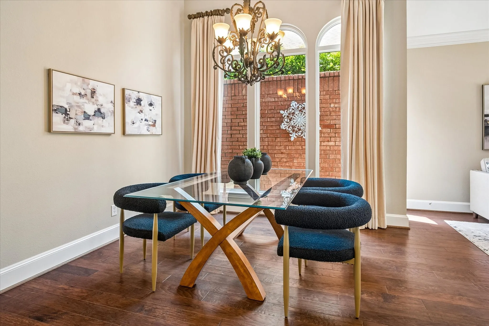 Dining Room overlooks small, narrow, outdoor courtyard.