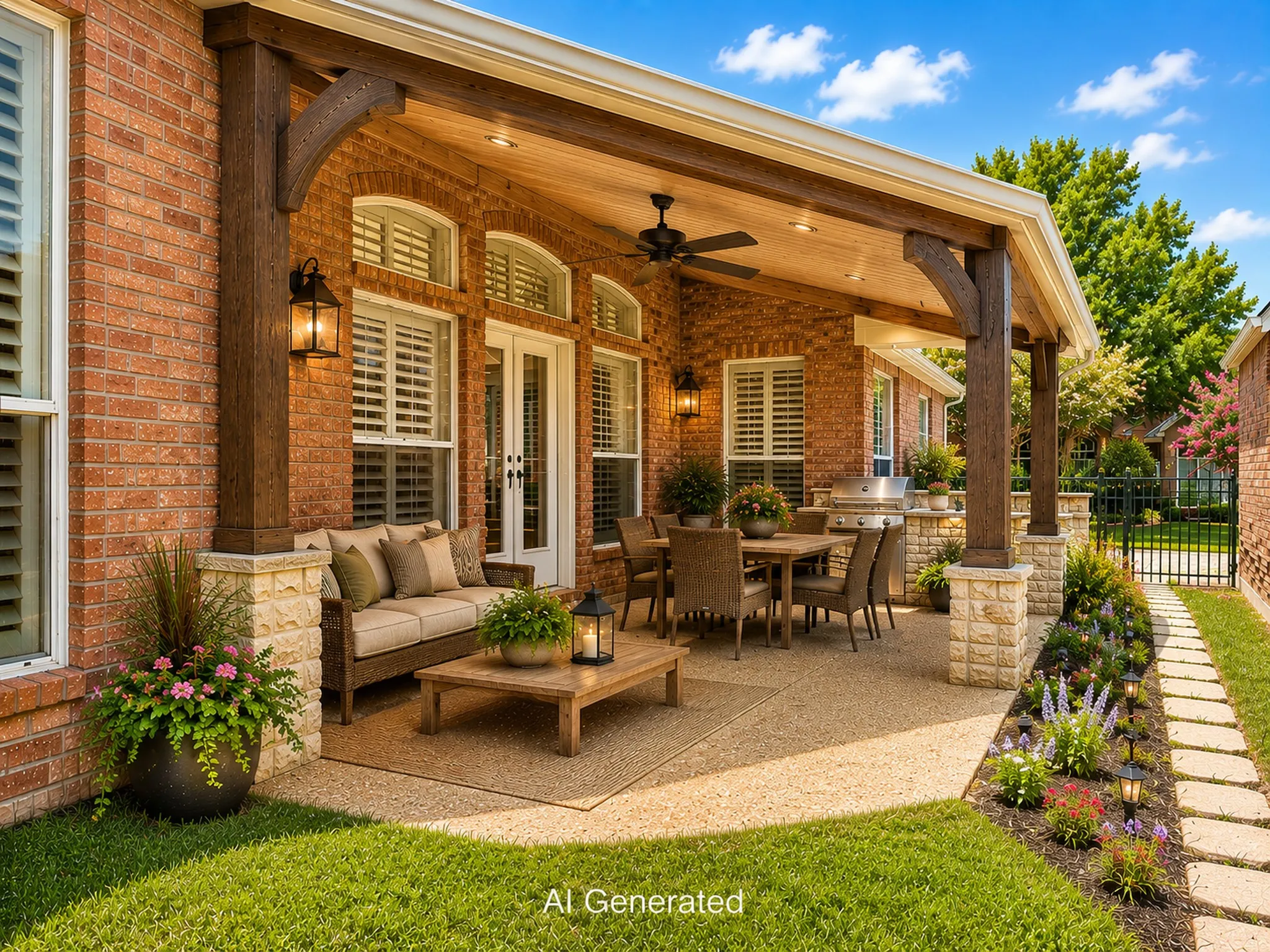 AI Generated depiction of covered patio and outdoor​​‌​​​​‌​​‌‌​‌‌​​​‌‌​‌​‌​‌​​​‌​​ kitchen
