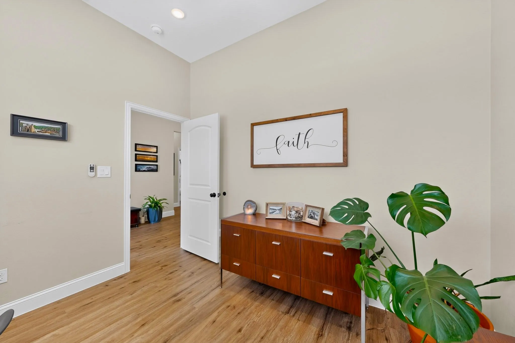 Currently an office, yet also perfect for a playroom, music room or crafts.