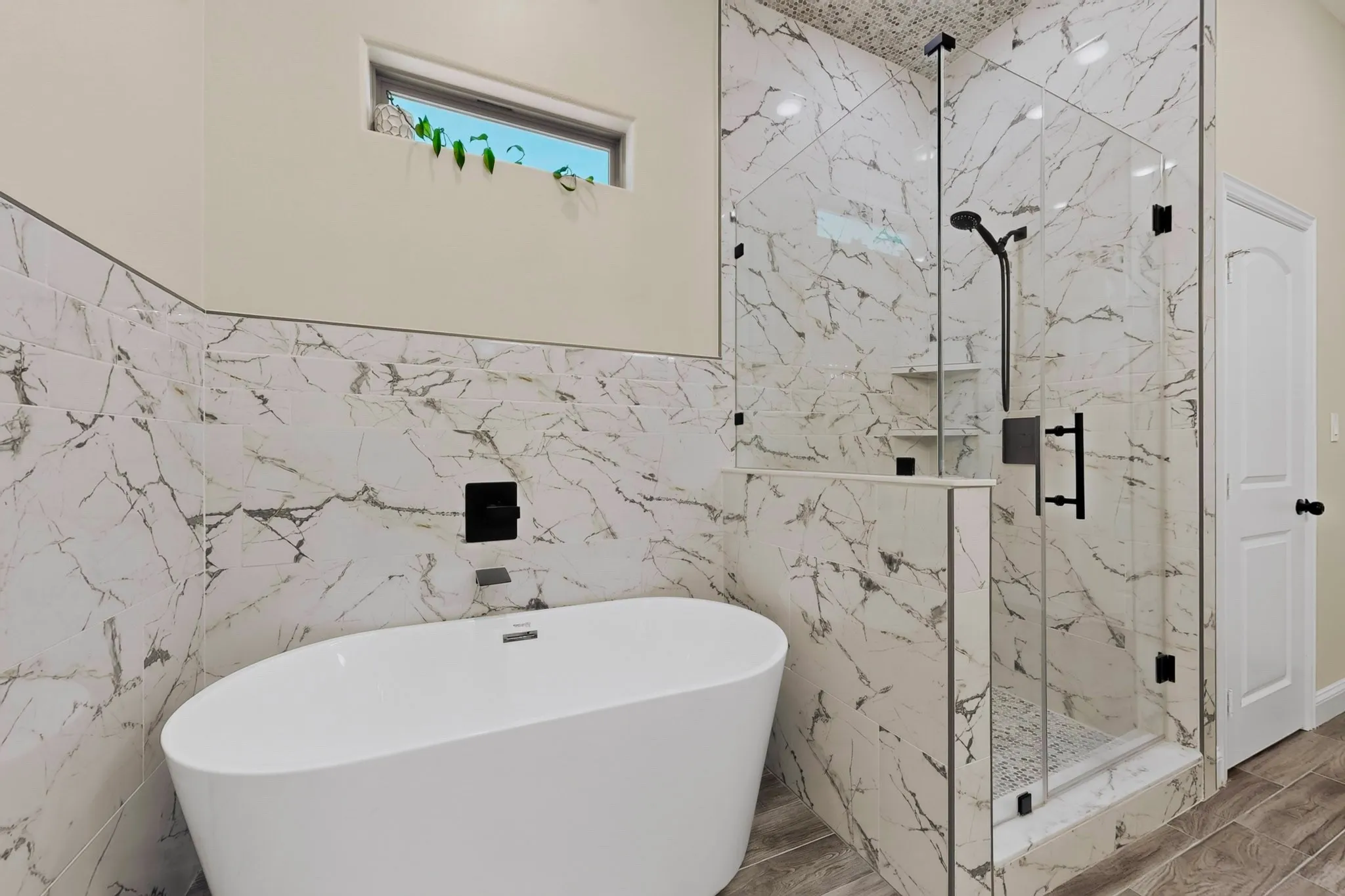 Soak or steam... the tiles are detailed floor to ceiling.