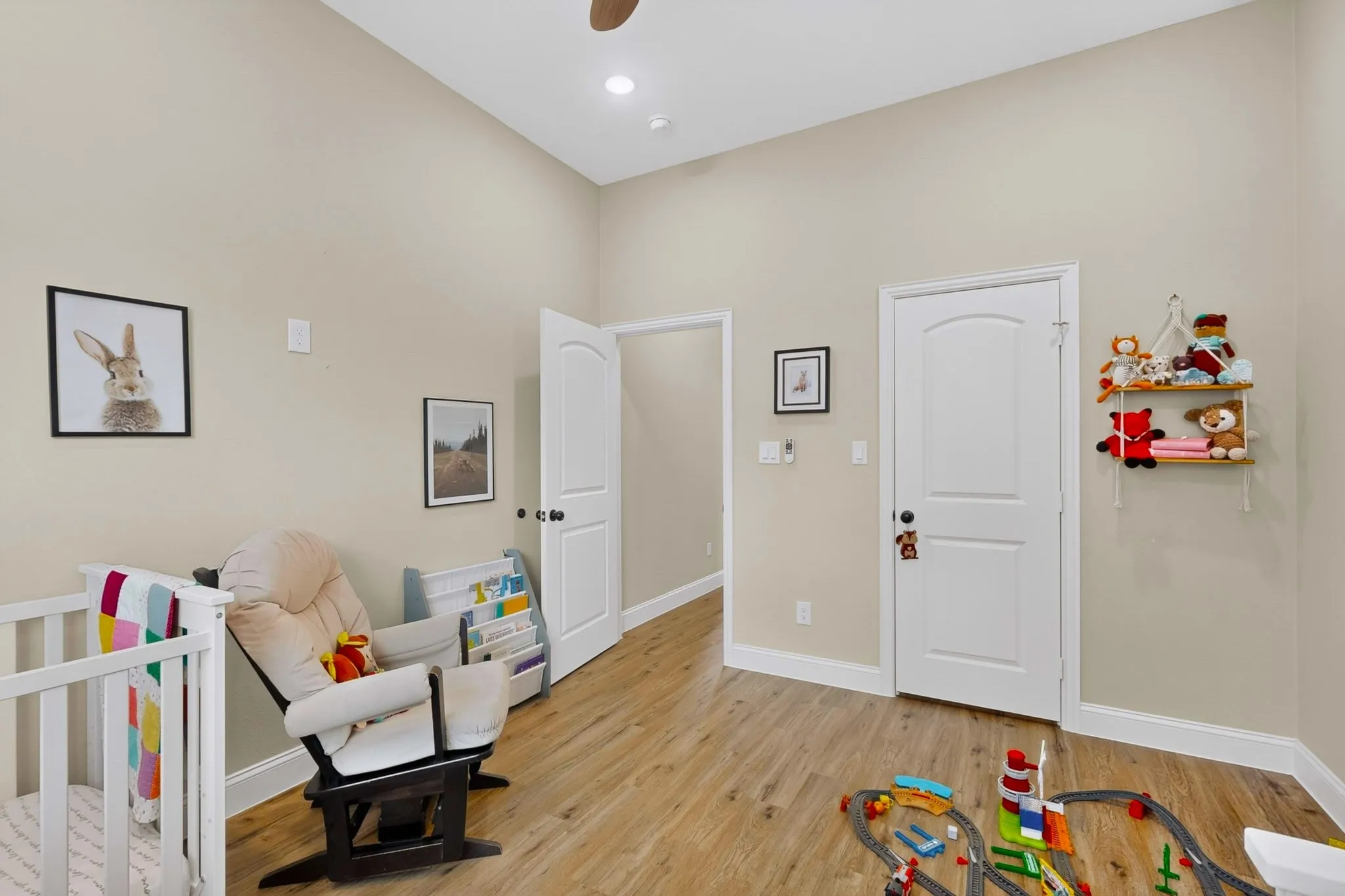 Large walkin closets complete the function here.