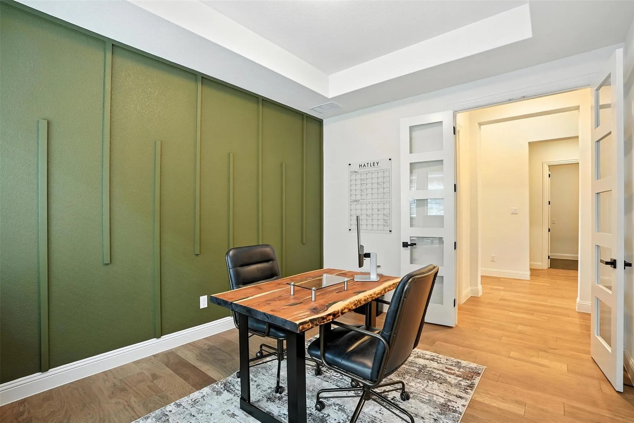 Office space with glass french doors