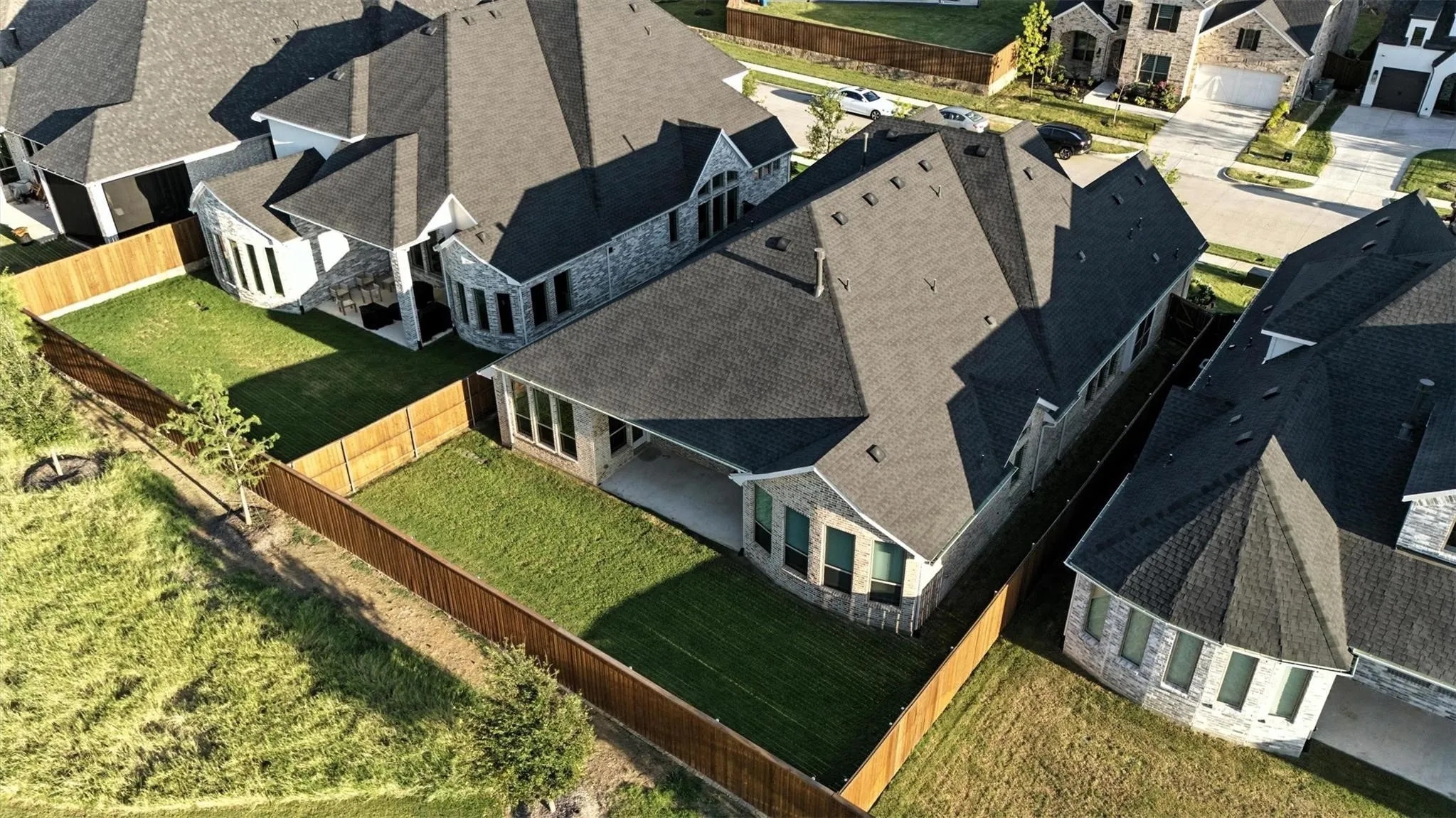 Aerial perspective of suburban area
