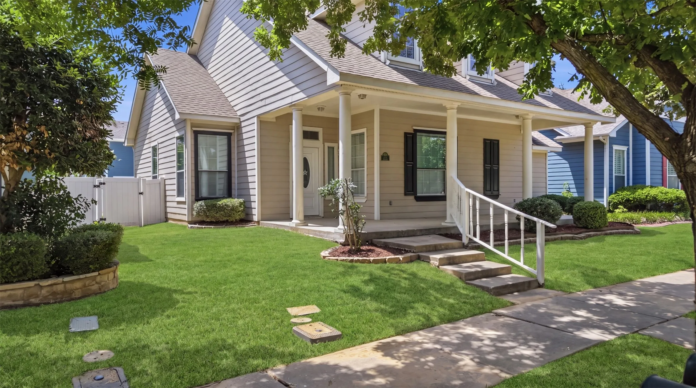 Convenient front entry includes a wheelchair-accessible ramp, offering improved accessibility and ease of access.