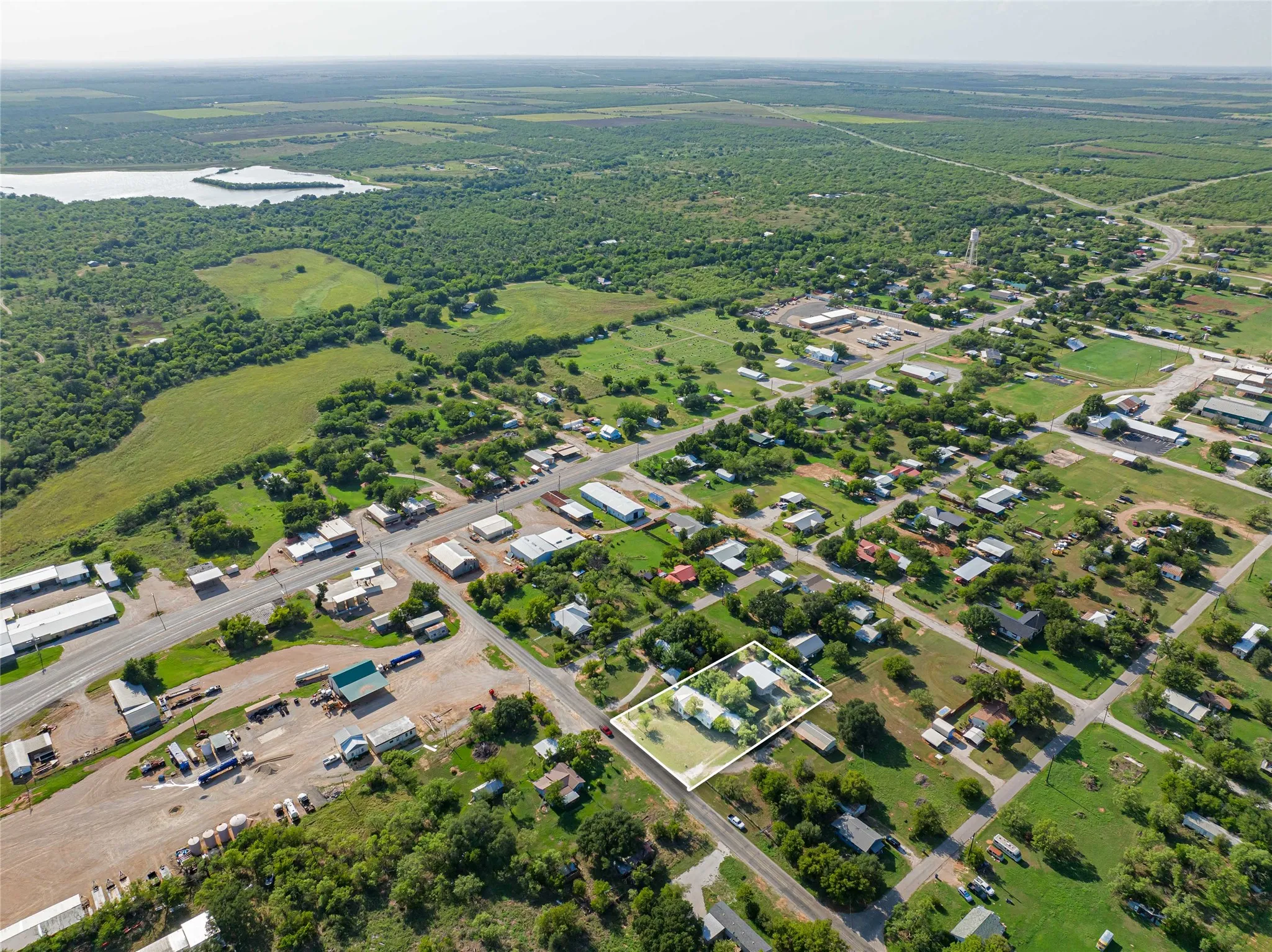 Aerial perspective showcasing a residential property within a community setting