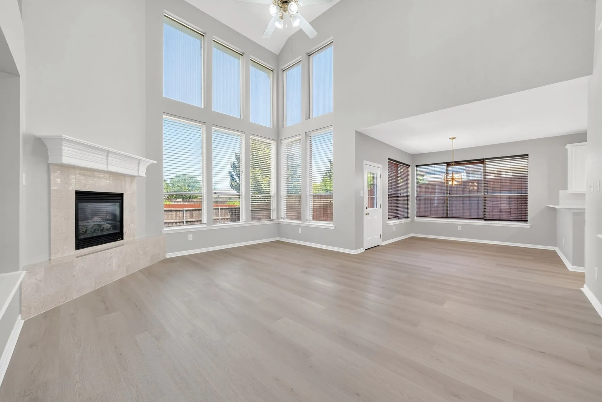 Soaring ceilings and a dramatic wall of windows