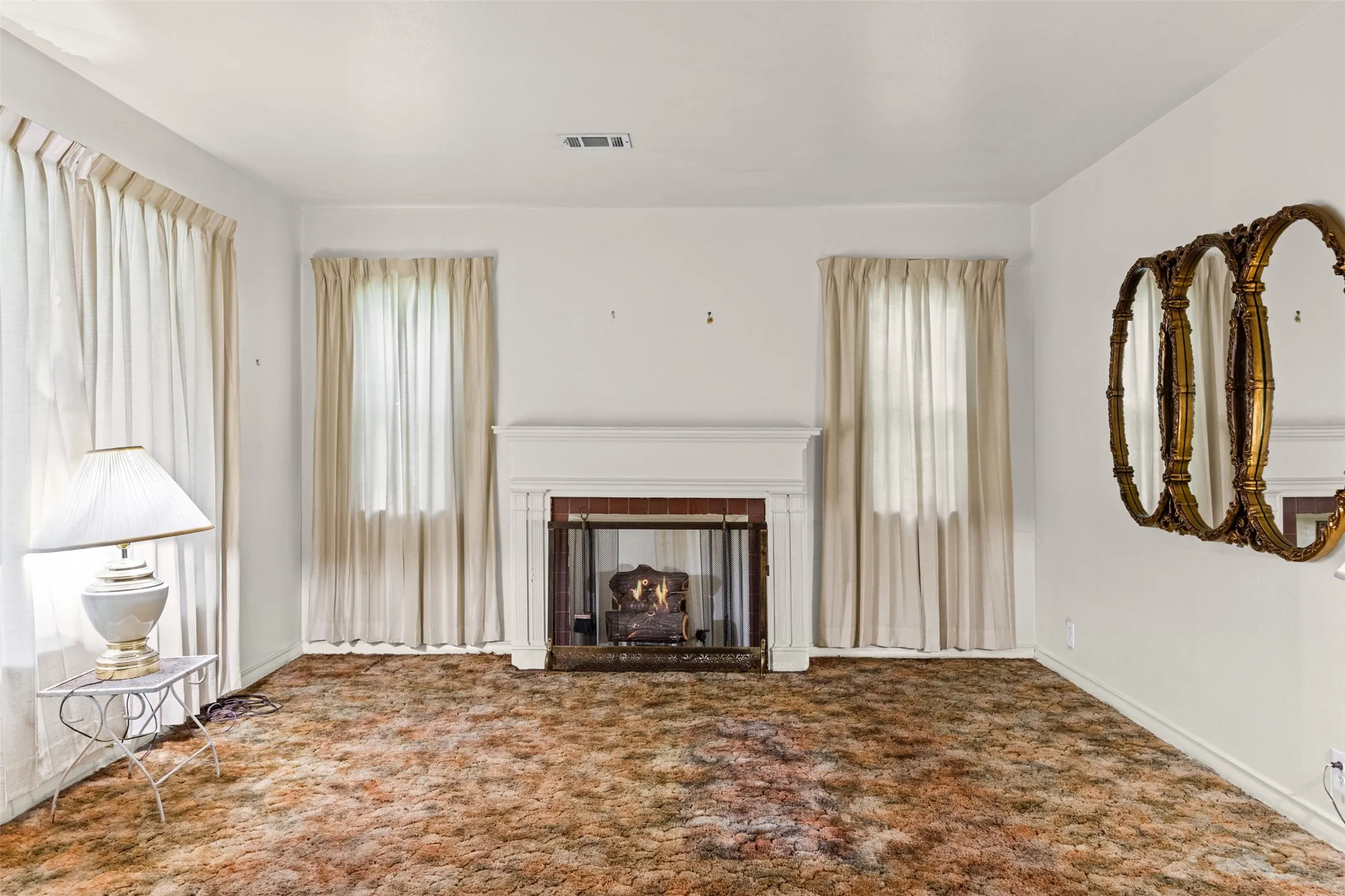Fireplace with Gas Burning Logs