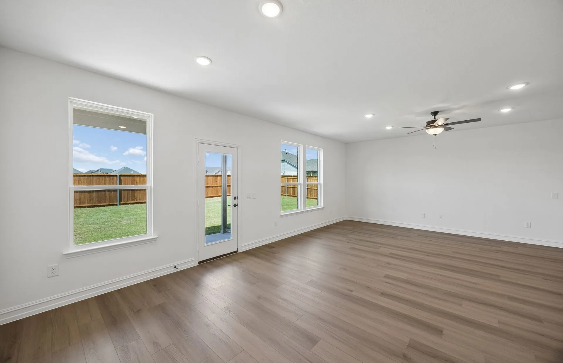 Large windows and natural light in gathering room