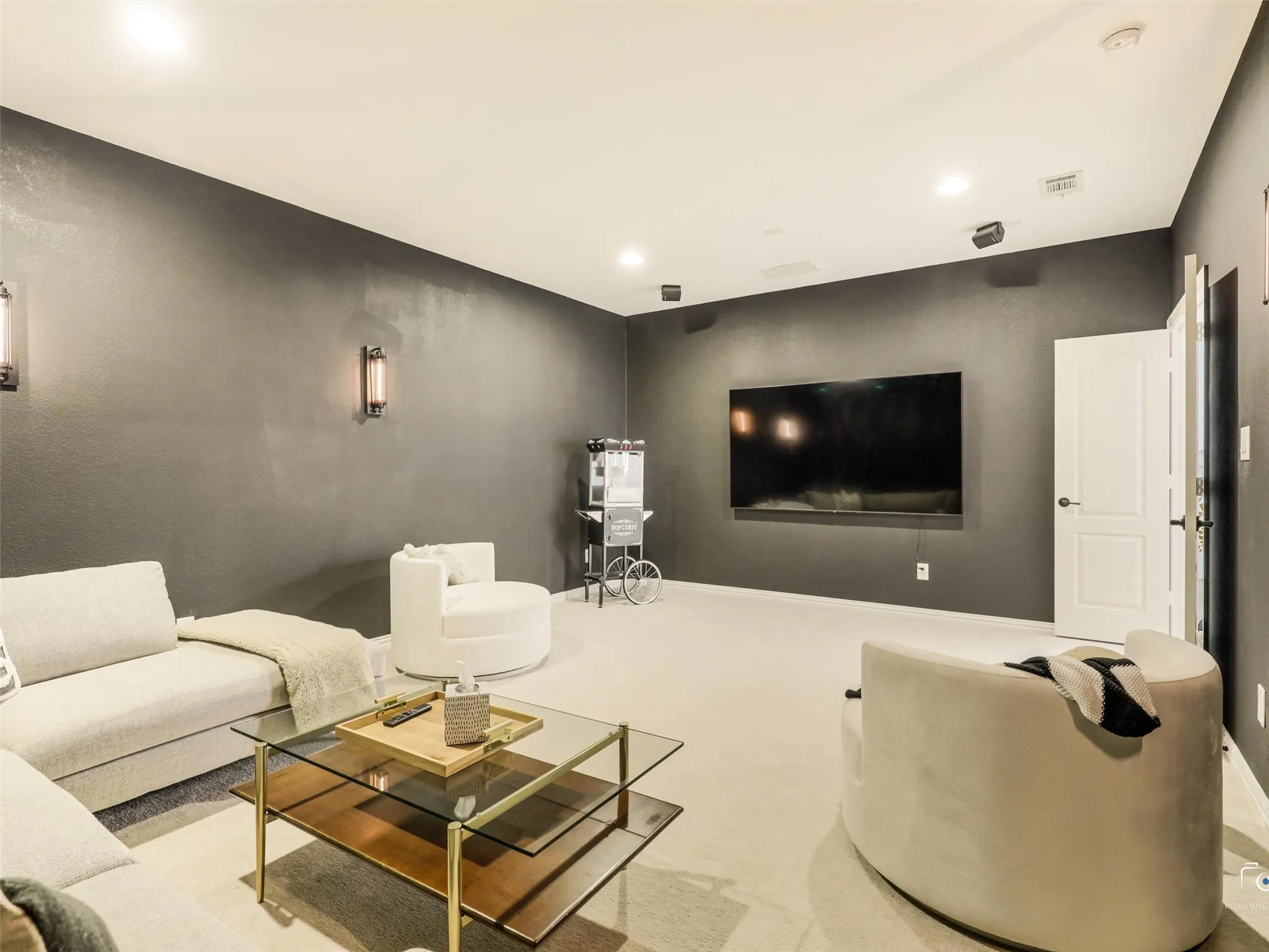 Dedicated media room creates the ultimate home theater experience with ample space for oversized seating, gaming, and movie nights.