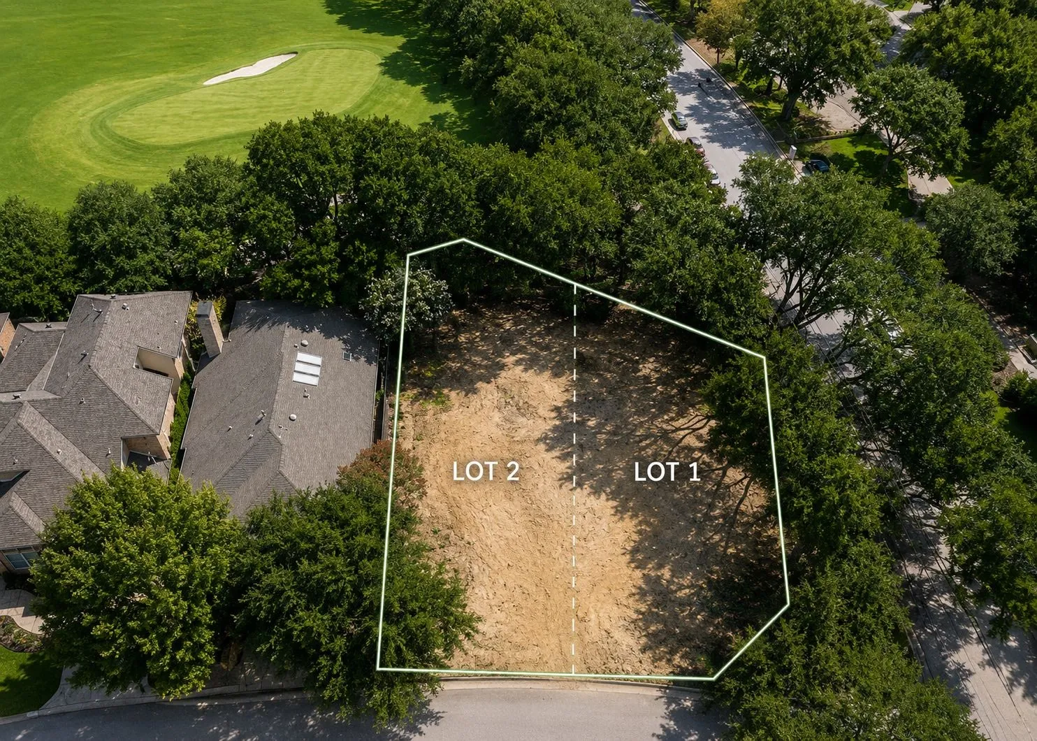 Arial Lot View- Subject lot is on the left; right lot already Sold.