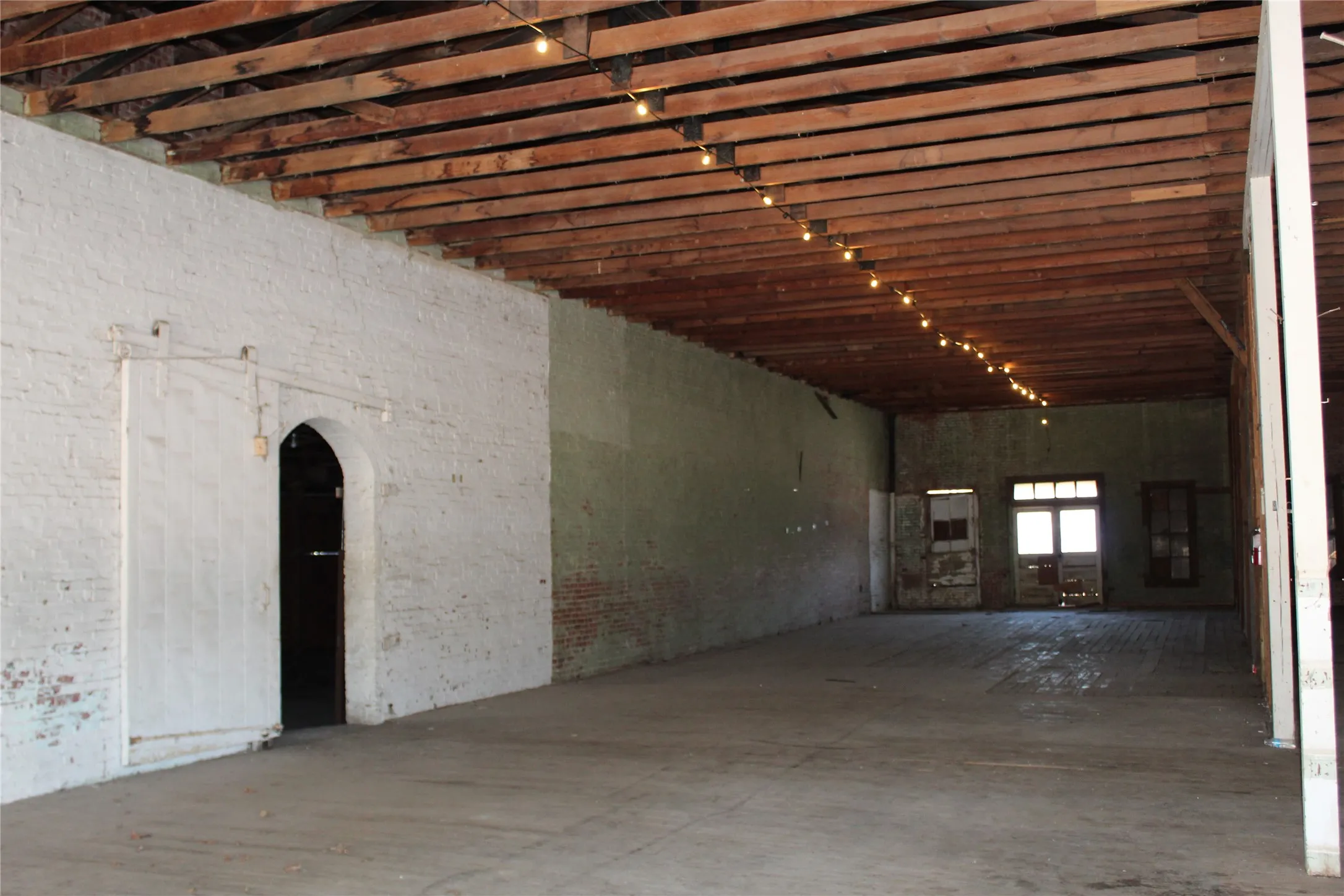 Far north end of interior of building