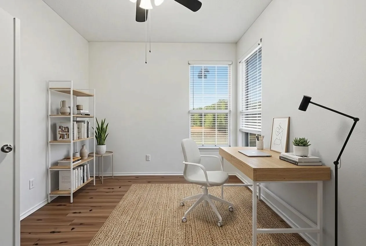 Virtually Staged, furniture, wall hangings, and/or rugs added