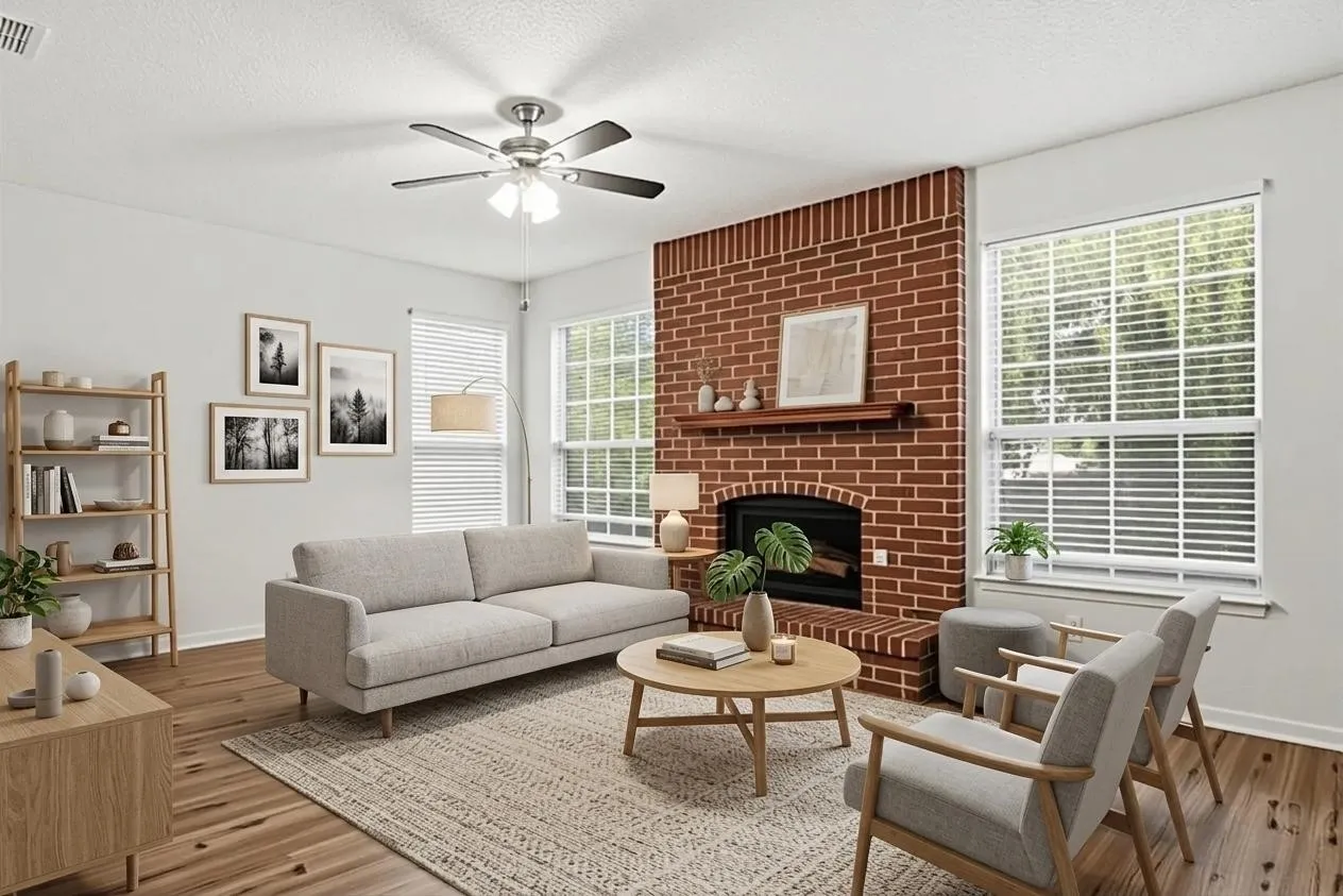 Virtually Staged, furniture, wall hangings, and/or rugs added
