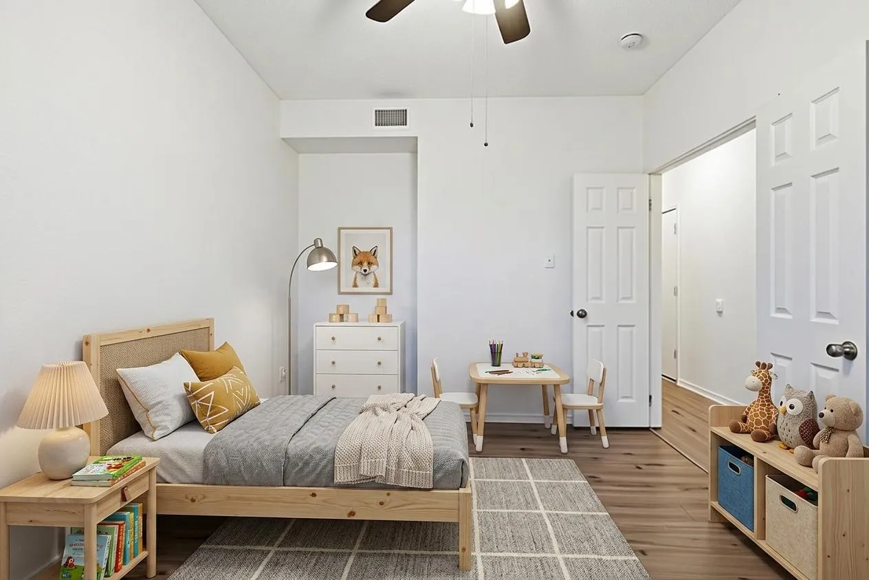 Virtually Staged, furniture, wall hangings, and/or rugs added