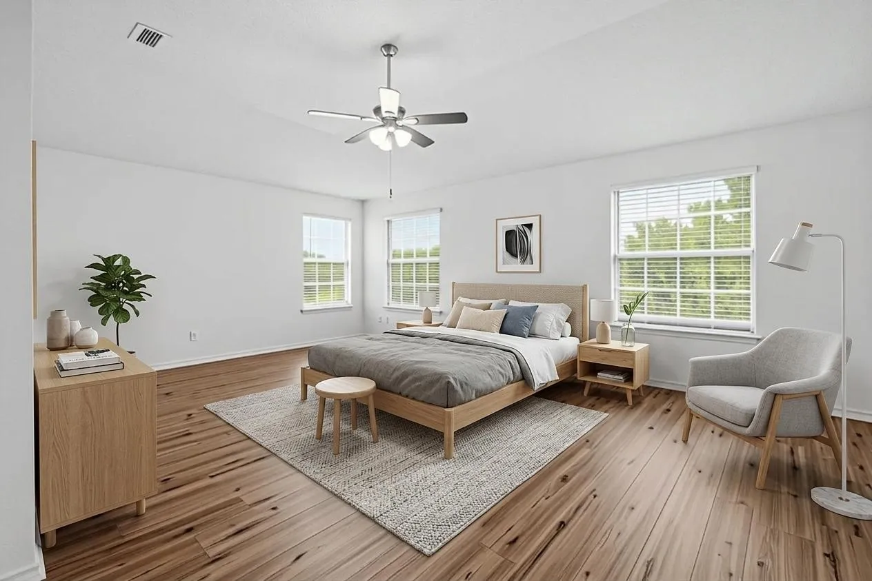 Virtually Staged, furniture, wall hangings, and/or rugs added