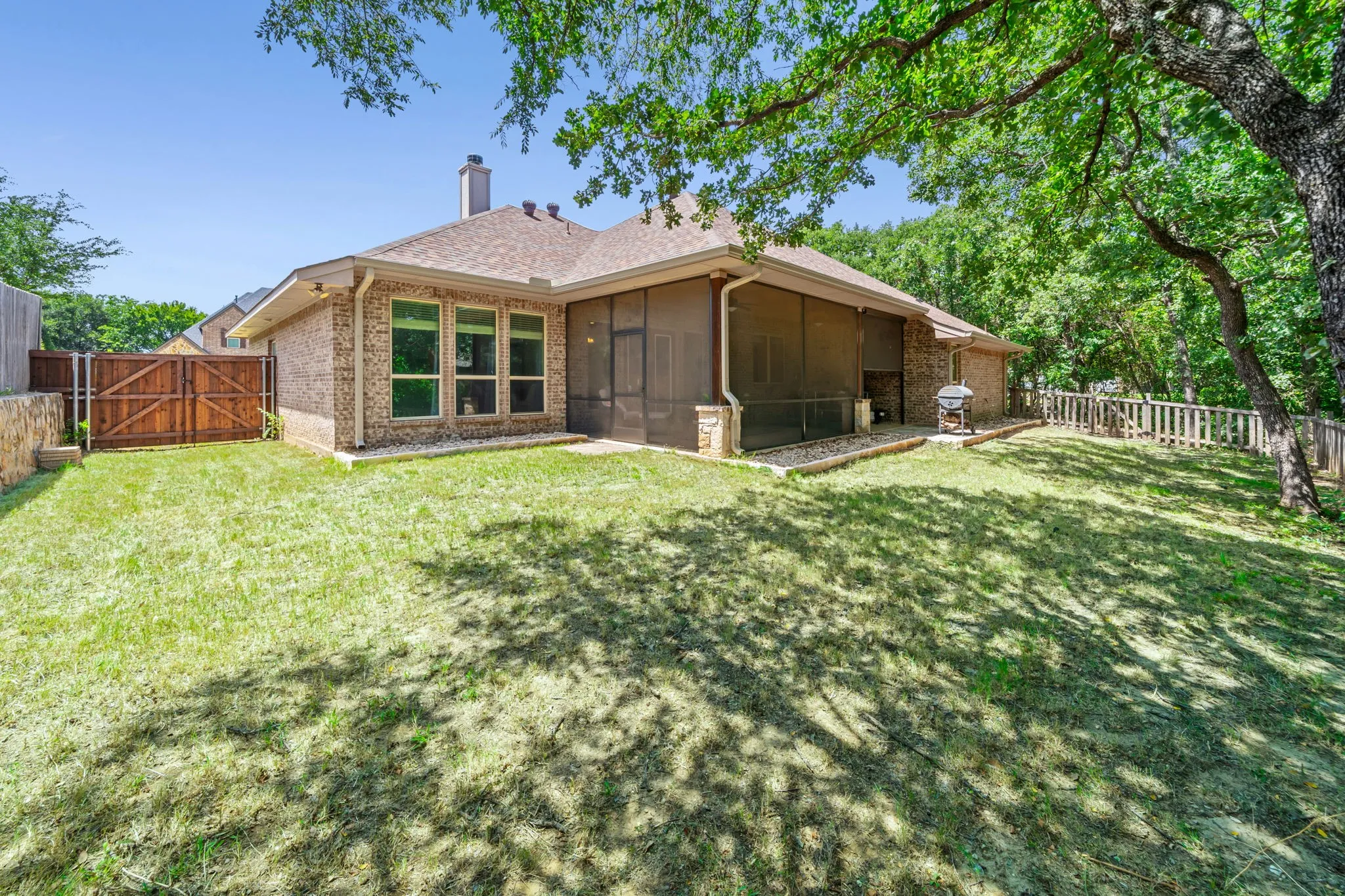 Large backyard is perfect for kids and family pets.