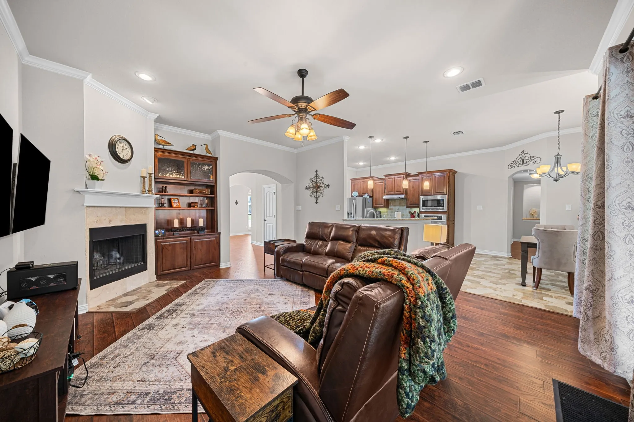 Open-concept living and dining.