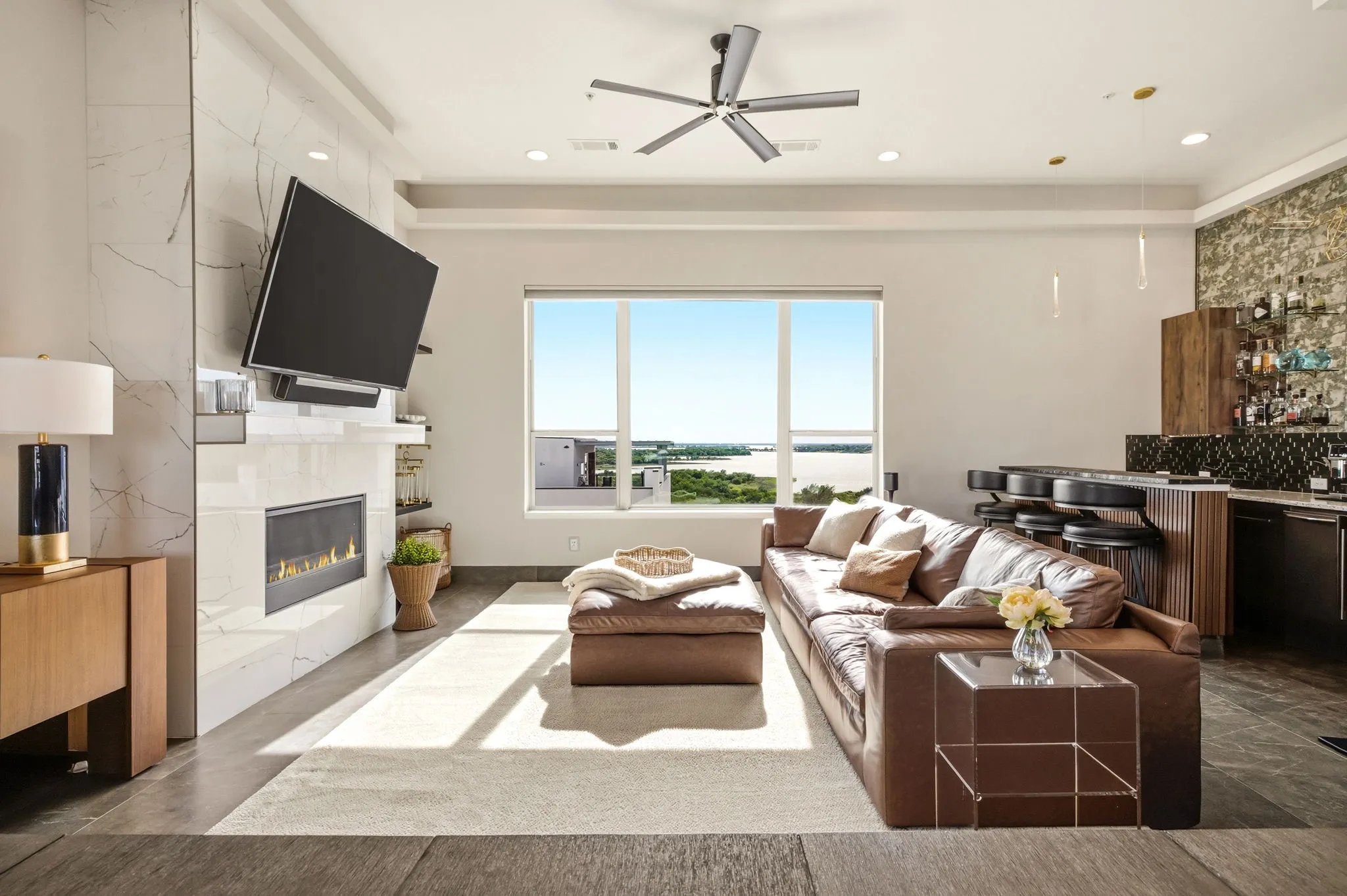 Lake views from the living room