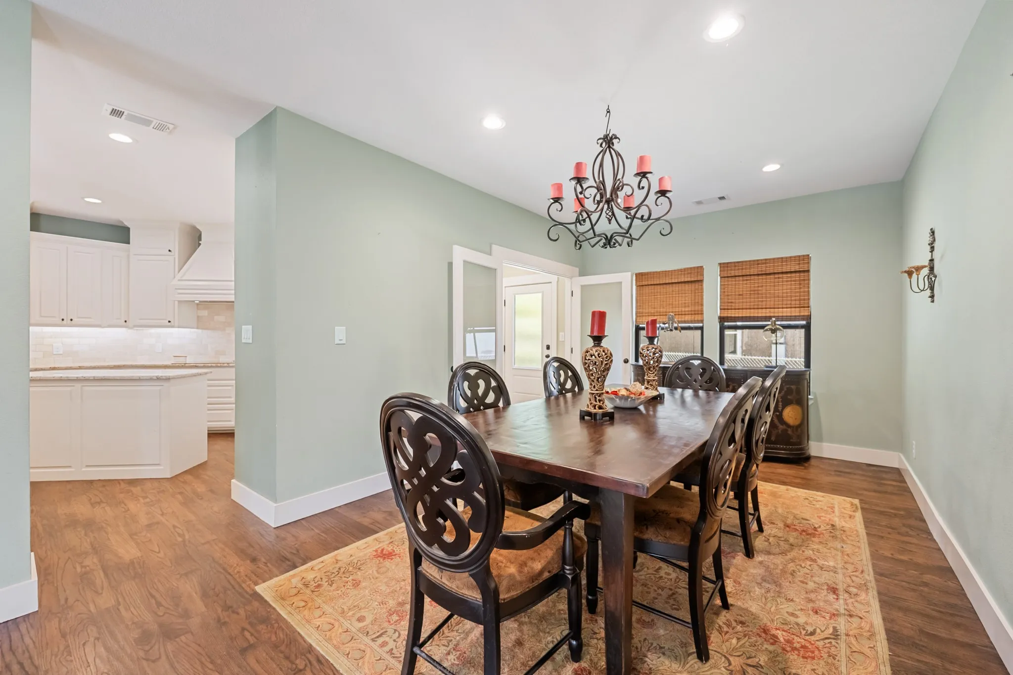 Wood-finish flooring throughout