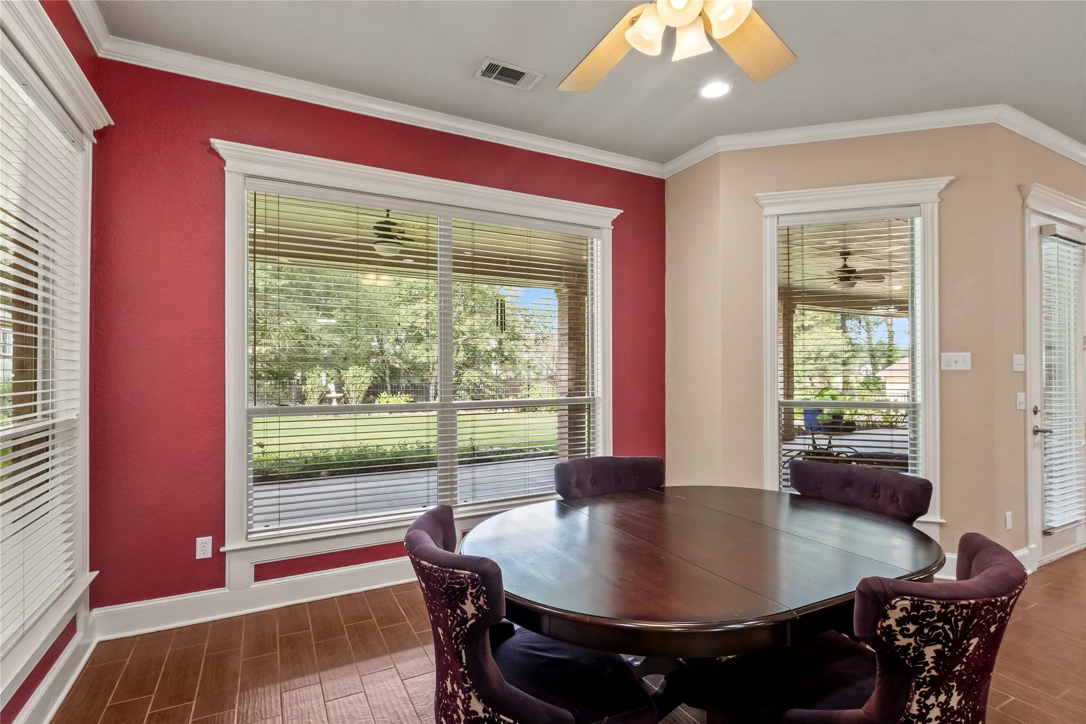 Dining area overlooking the backyard