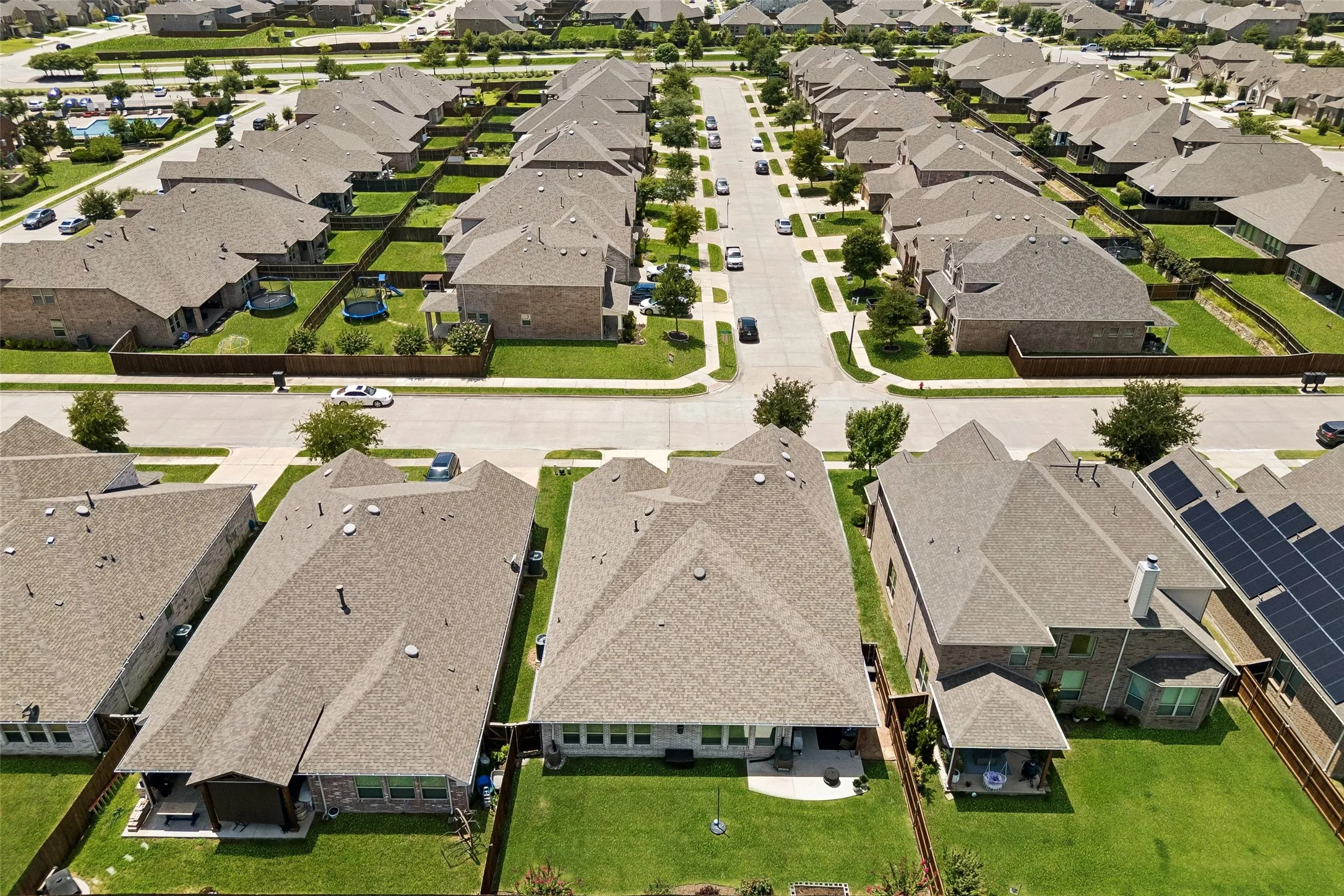 Aerial view of the back of the house
