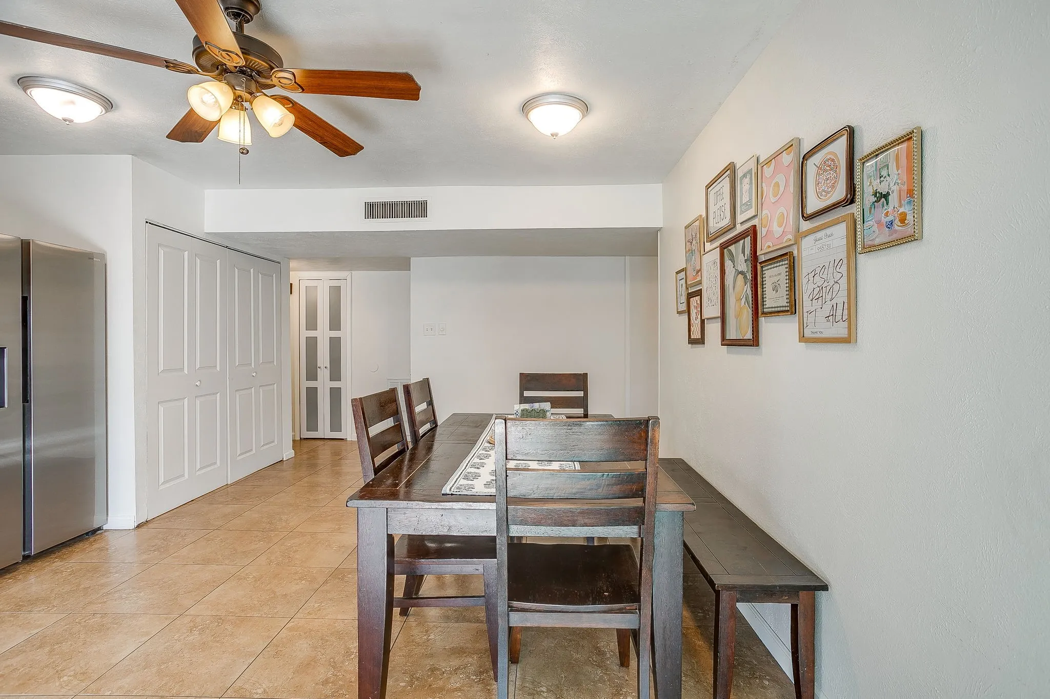 Large eat in space with plenty of room for a large group. Pantry right off the space!