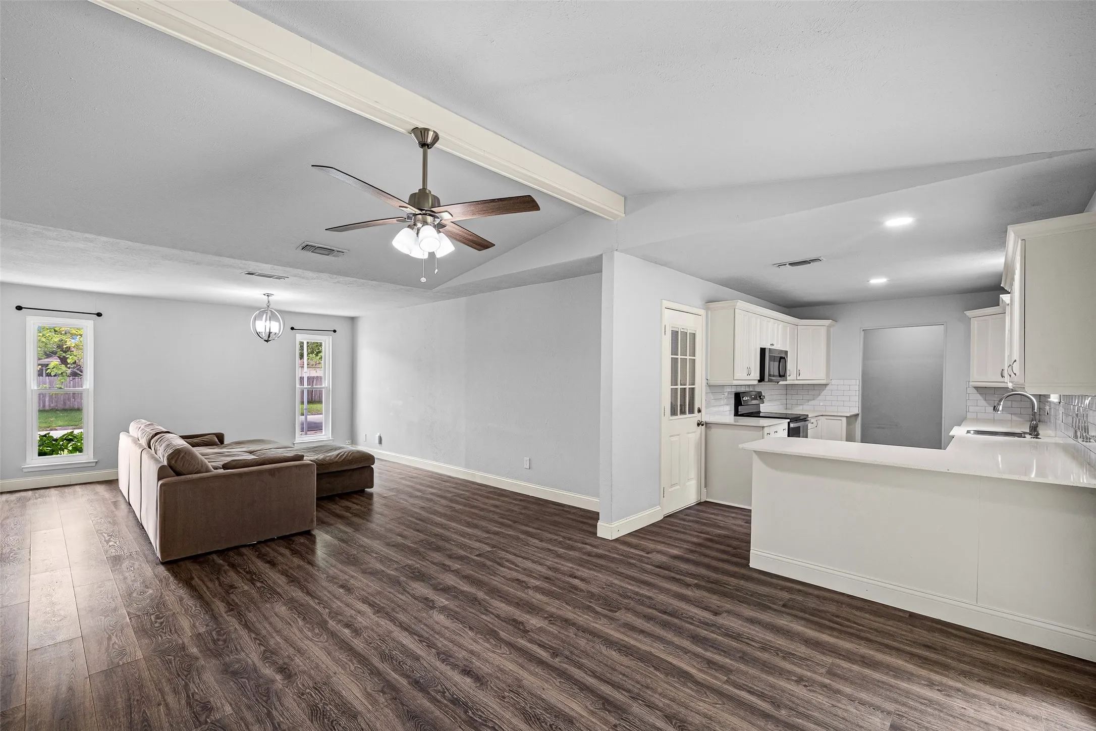 Dining area opens up to the large living area.