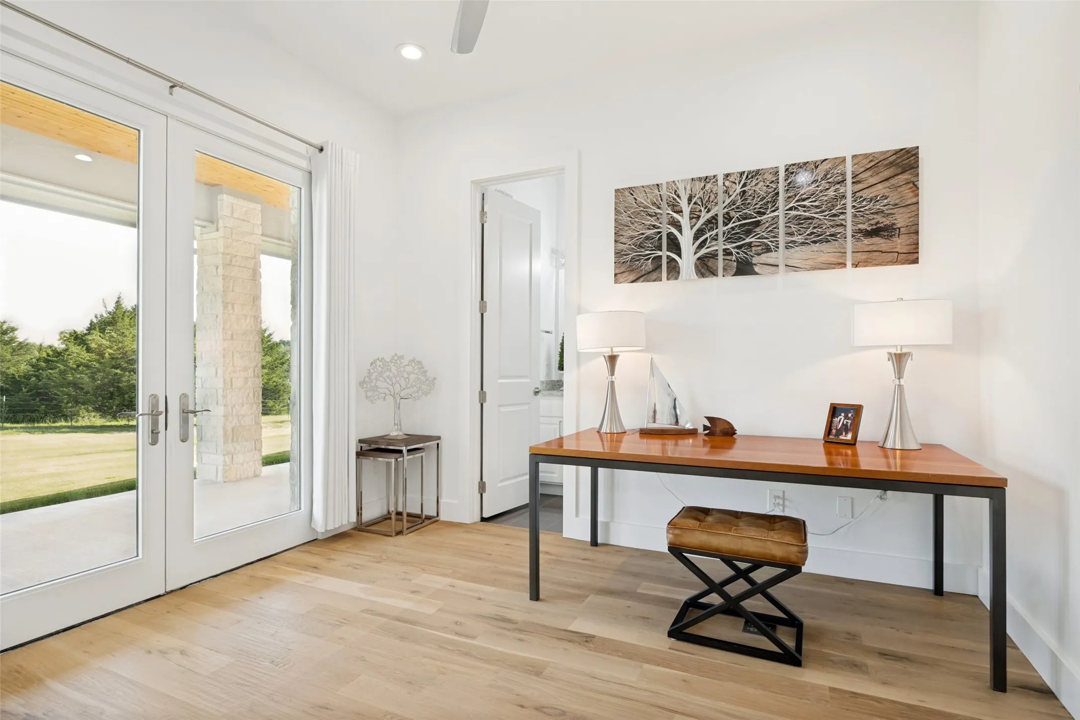 Office with closet & full bathroom