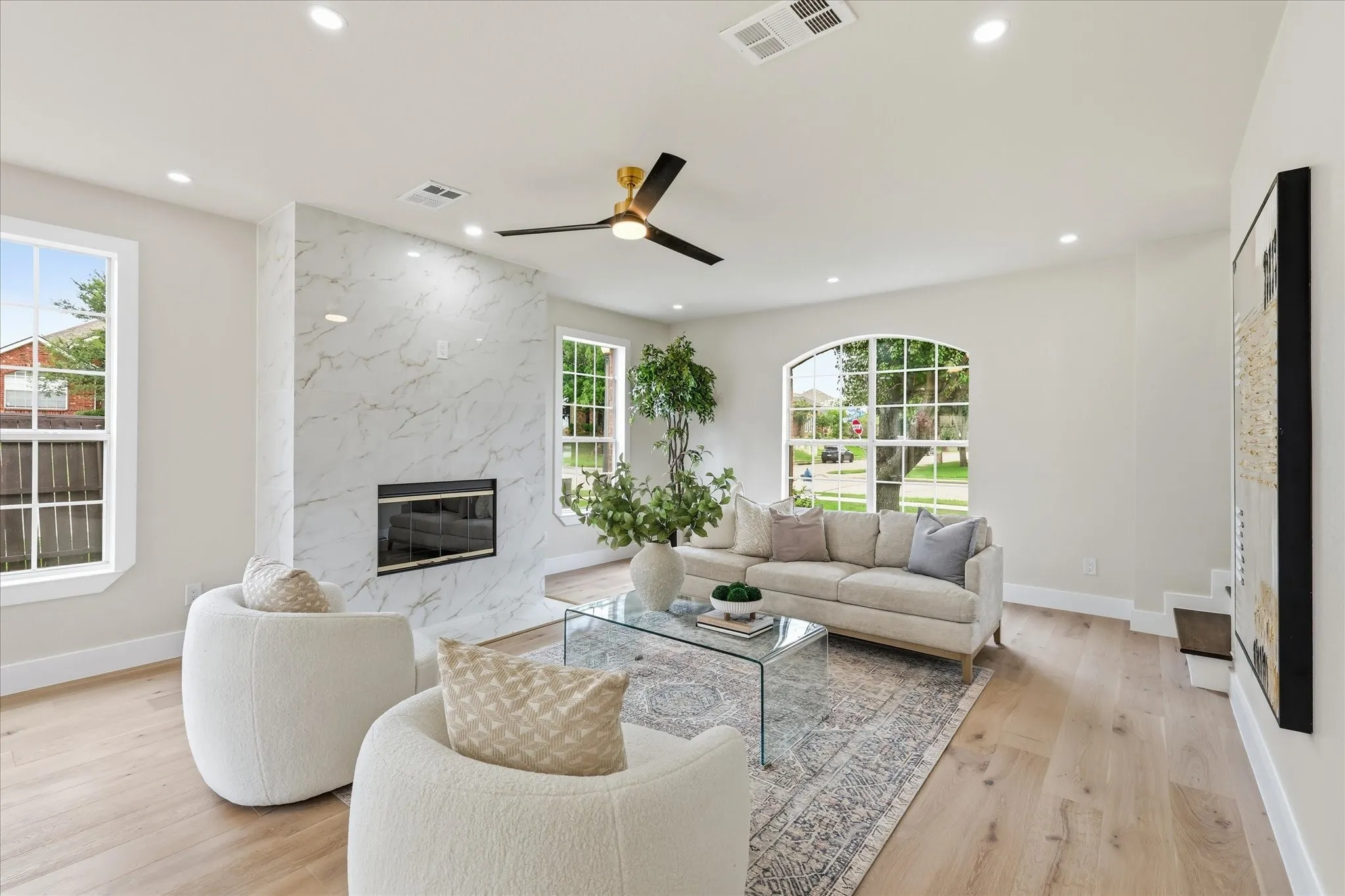 Light and bright and open to the kitchen