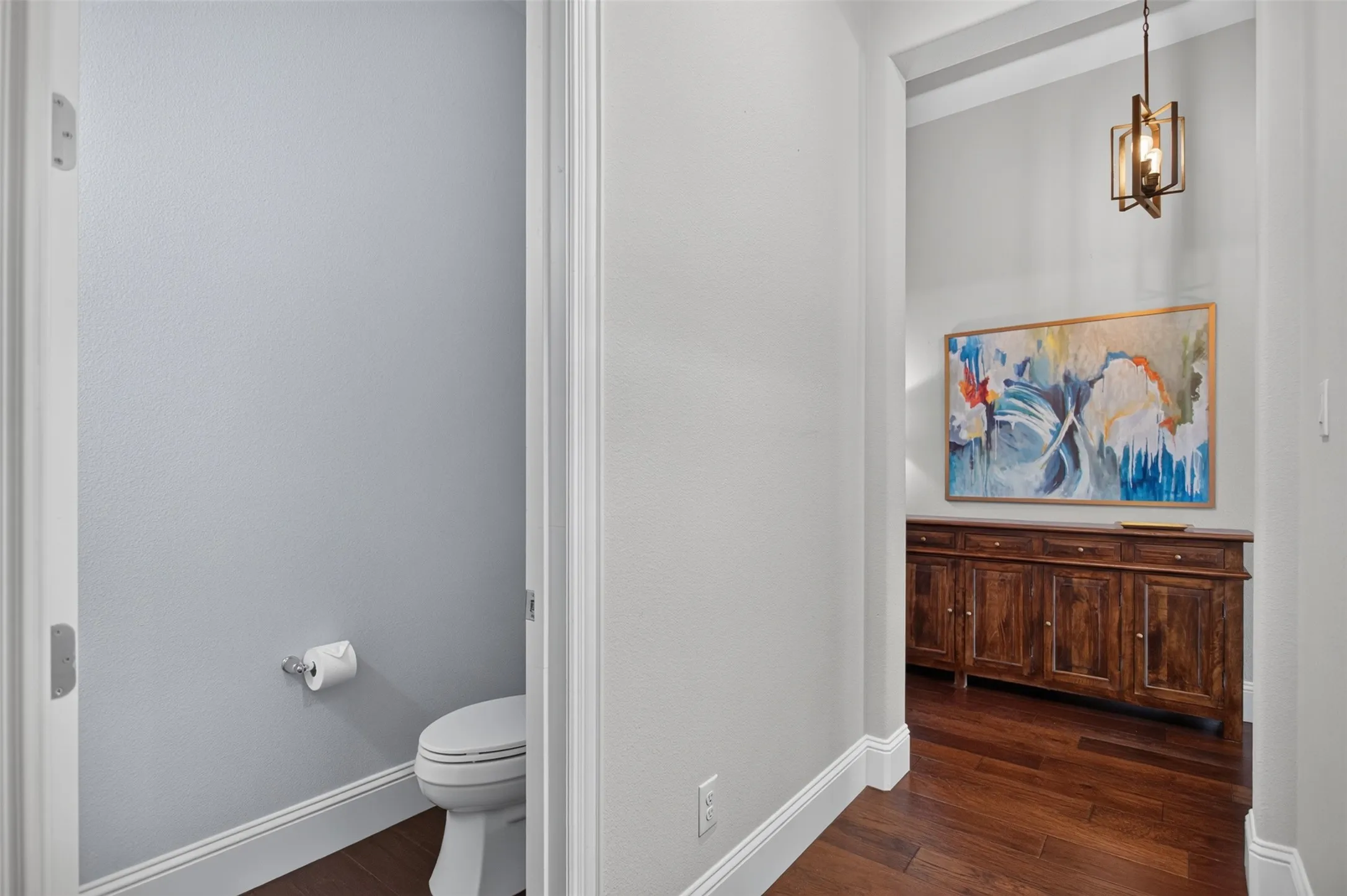Half bathroom right off the living room