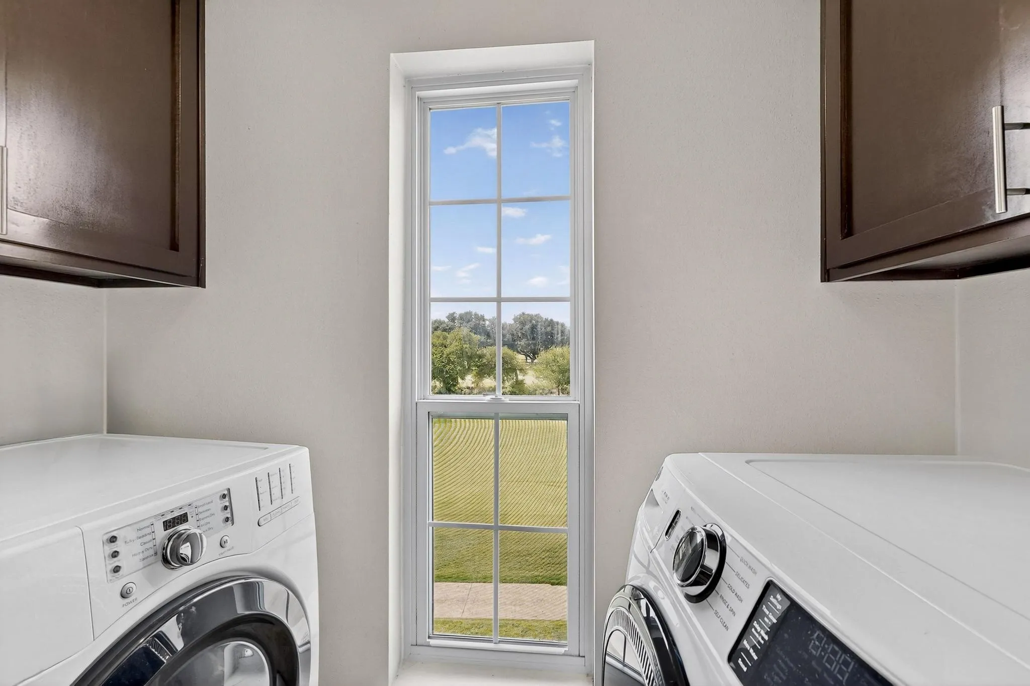 Window with grid pattern and surrounding trim