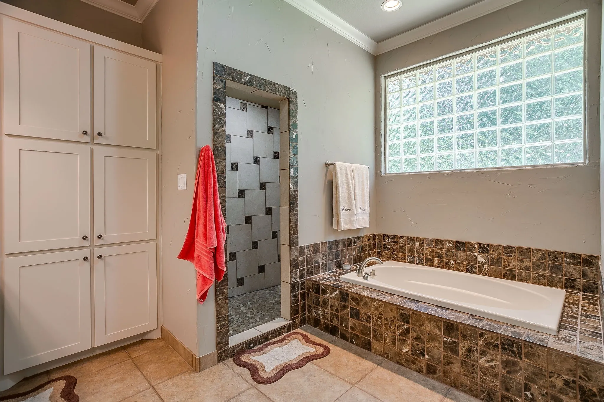Primary bathroom with additional build in storage