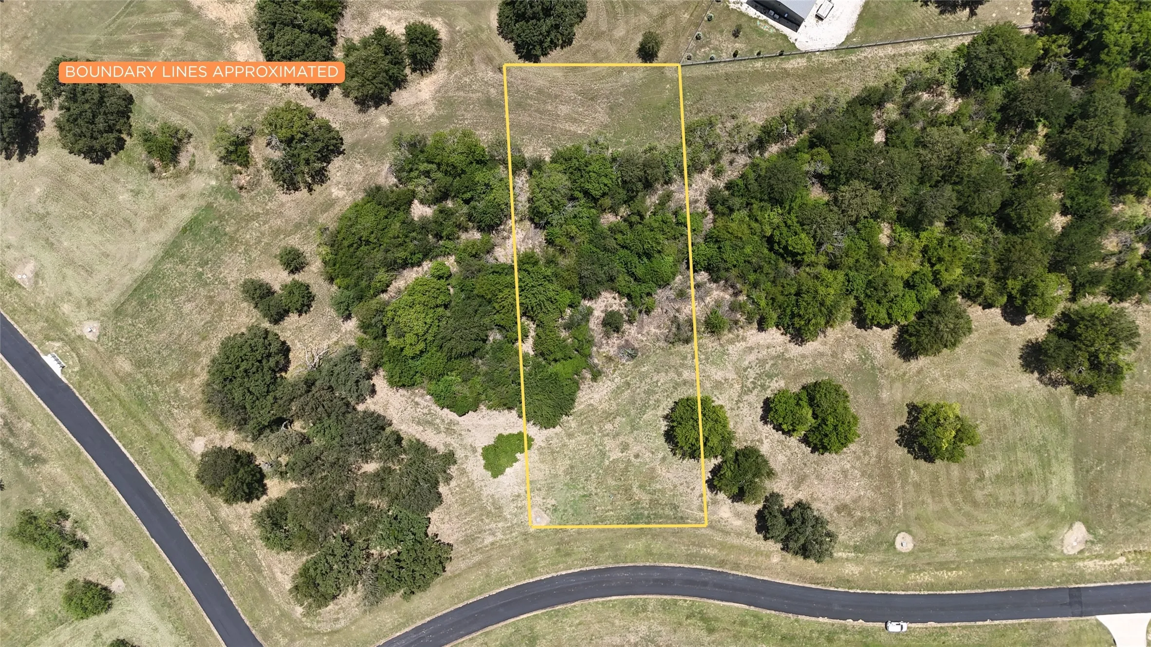 Overhead aerial outline mapping out the generous 1.01-acre property boundaries on Sterling Drive.