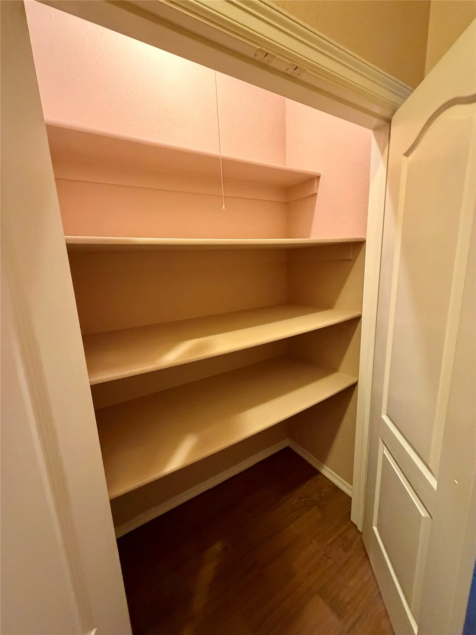 Large storage closet in hallway between secondary bedrooms