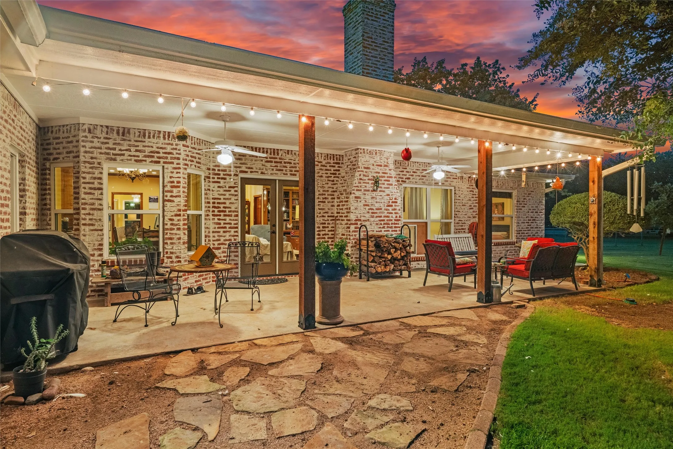 Large covered patio with plenty of seating for family and friends.