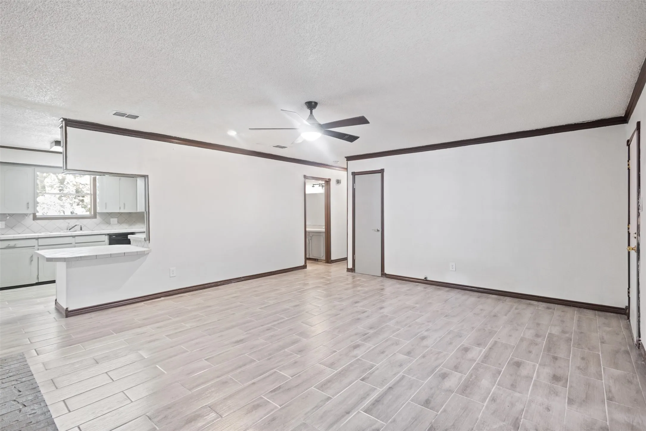 living room open to kitchen