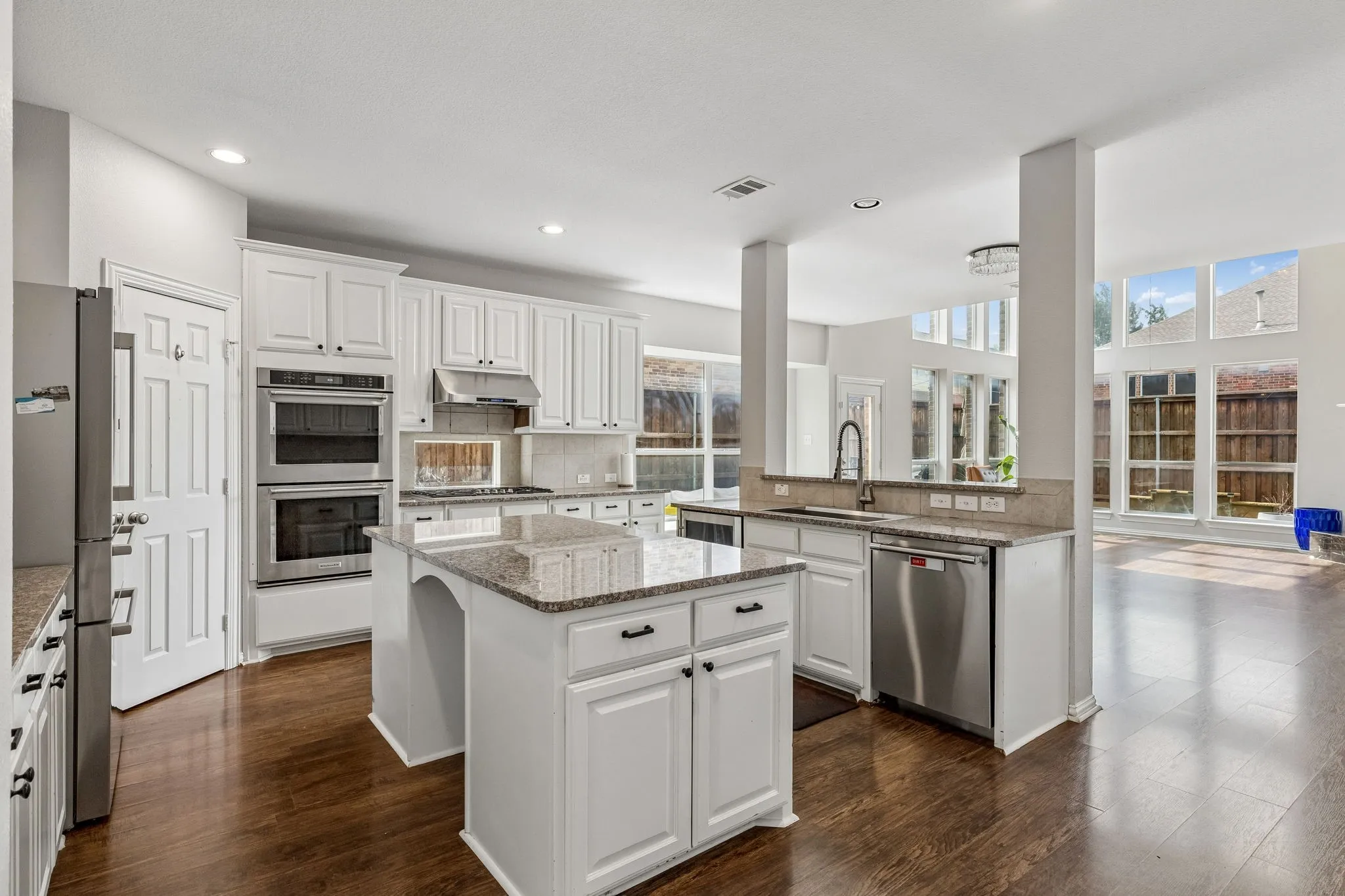 Massive kitchen with center island.