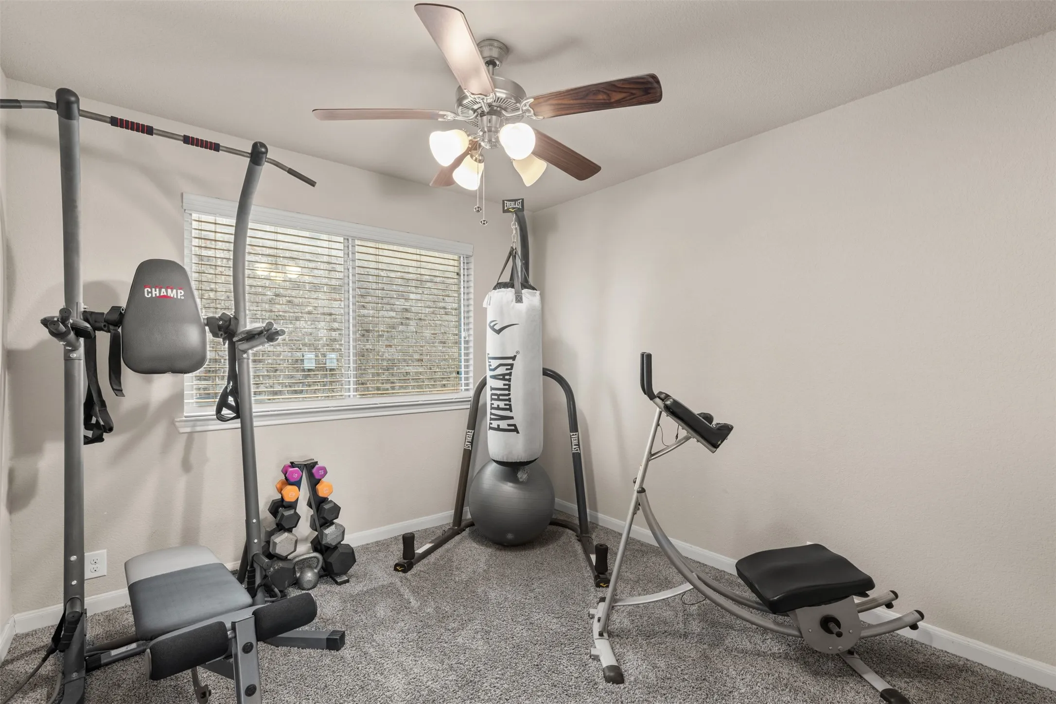Third bedroom downstairs (currently used as workout space)
