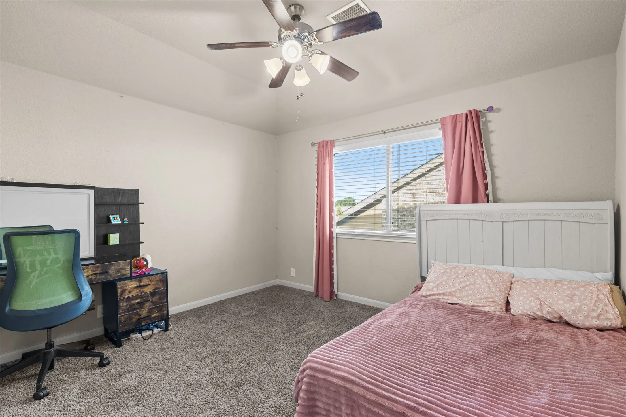 Carpeting and ceiling fan