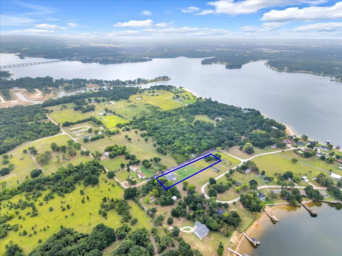 Expansive waterfront property with a rectangular lot outline
