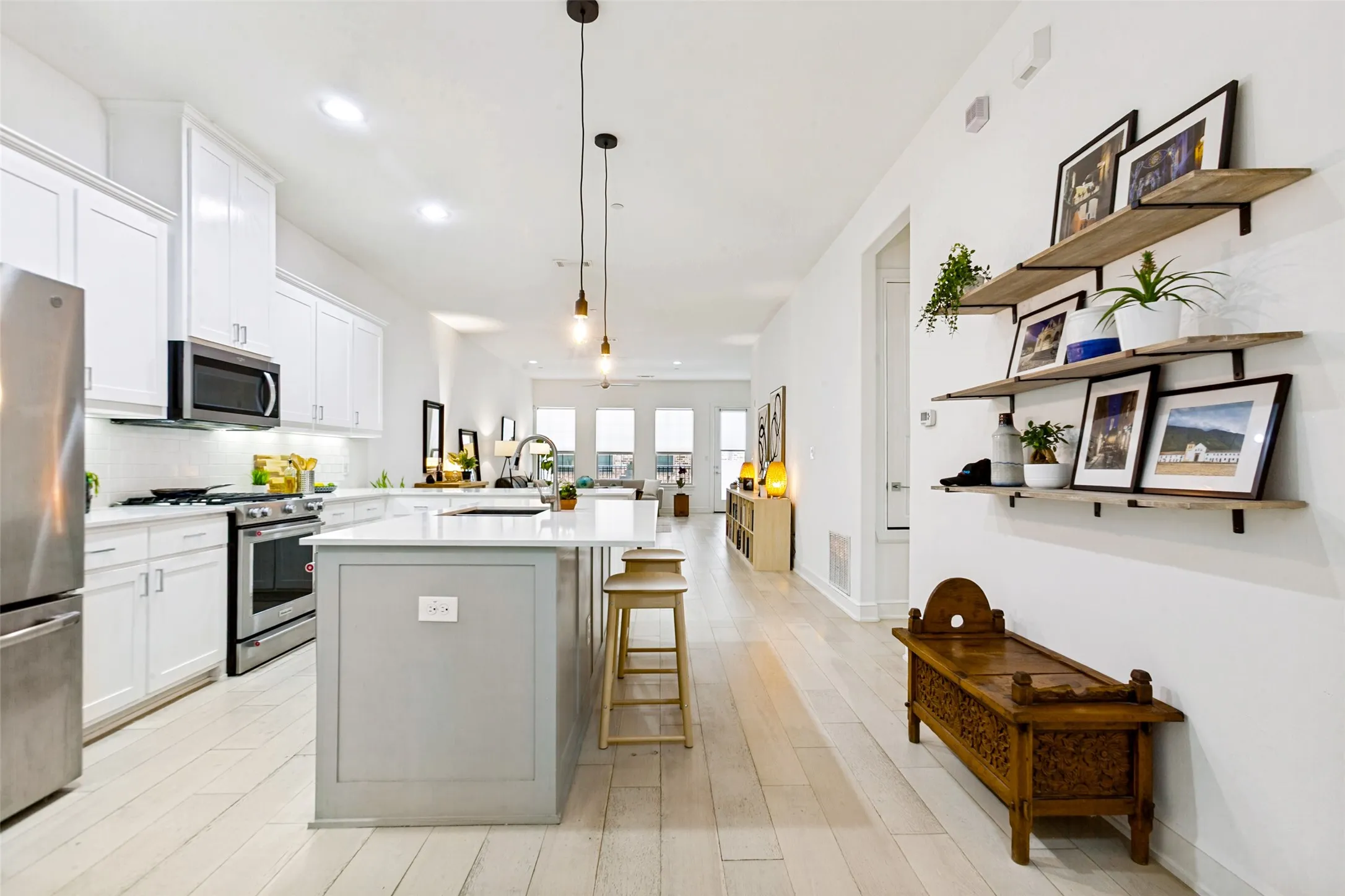 White kitchen with stainless appliances!