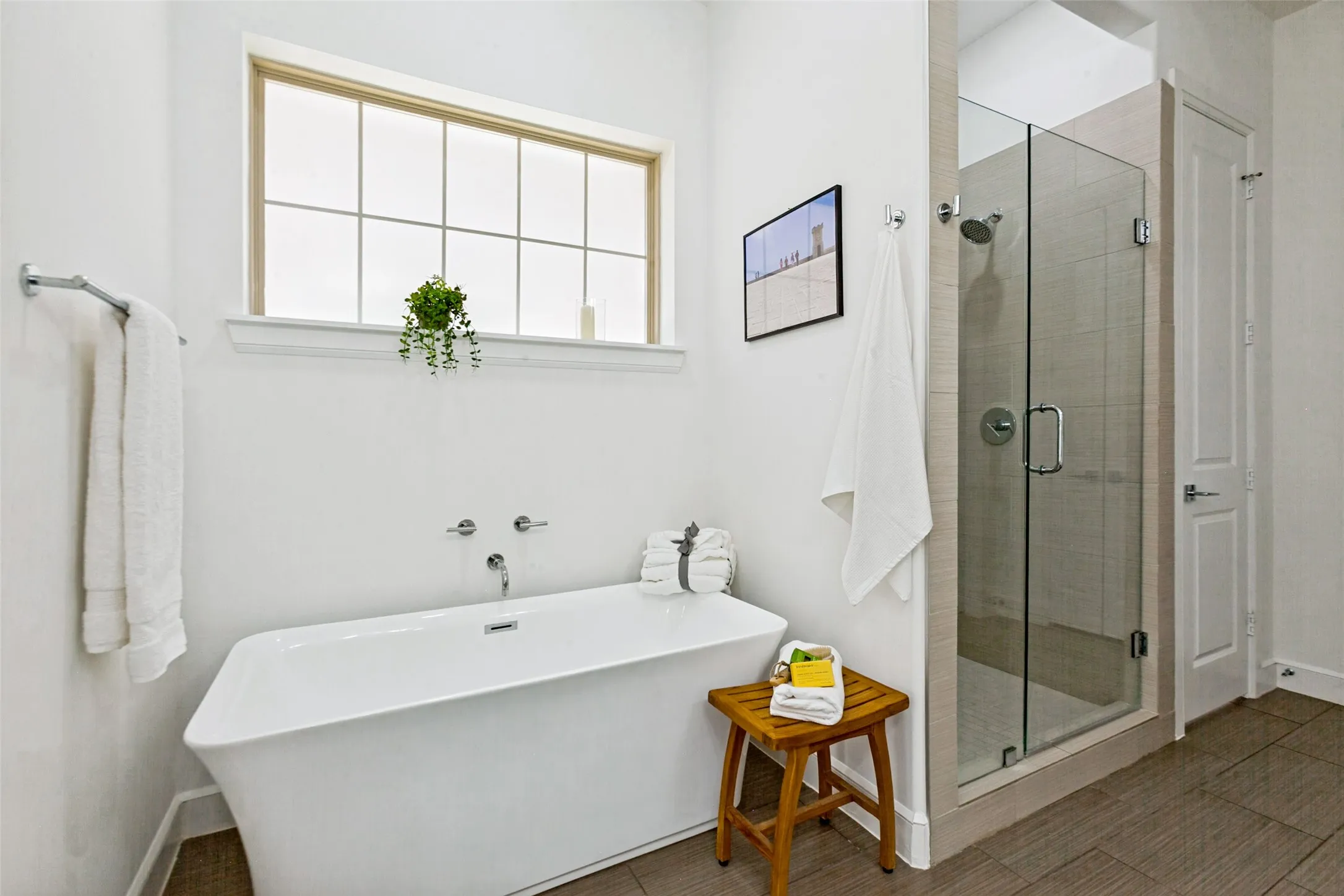 Primary bathroom with soaking tub and separate shower!