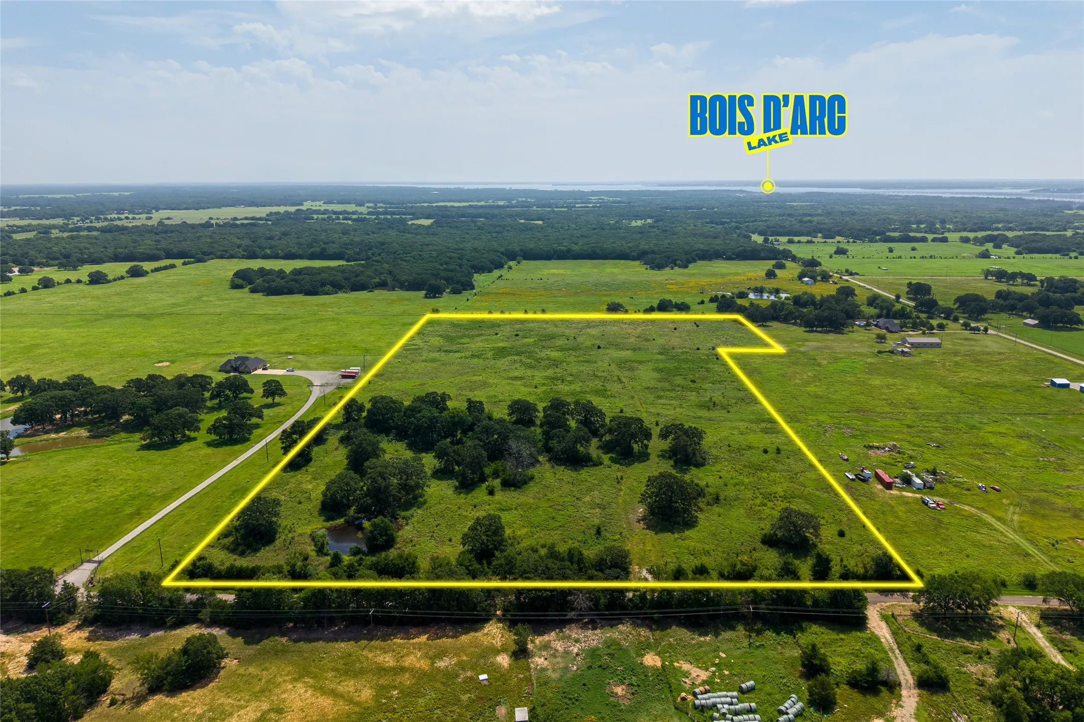 Proximity to Bois d'Arc Lake looking W