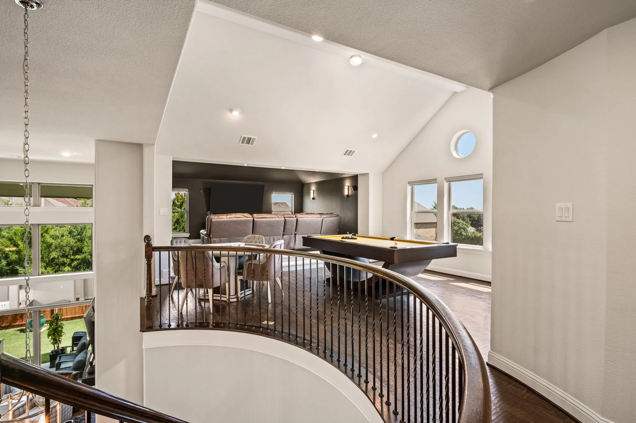 View into Game and Media Rooms - combined, a massive recreation area OR two incredibly versatile spaces