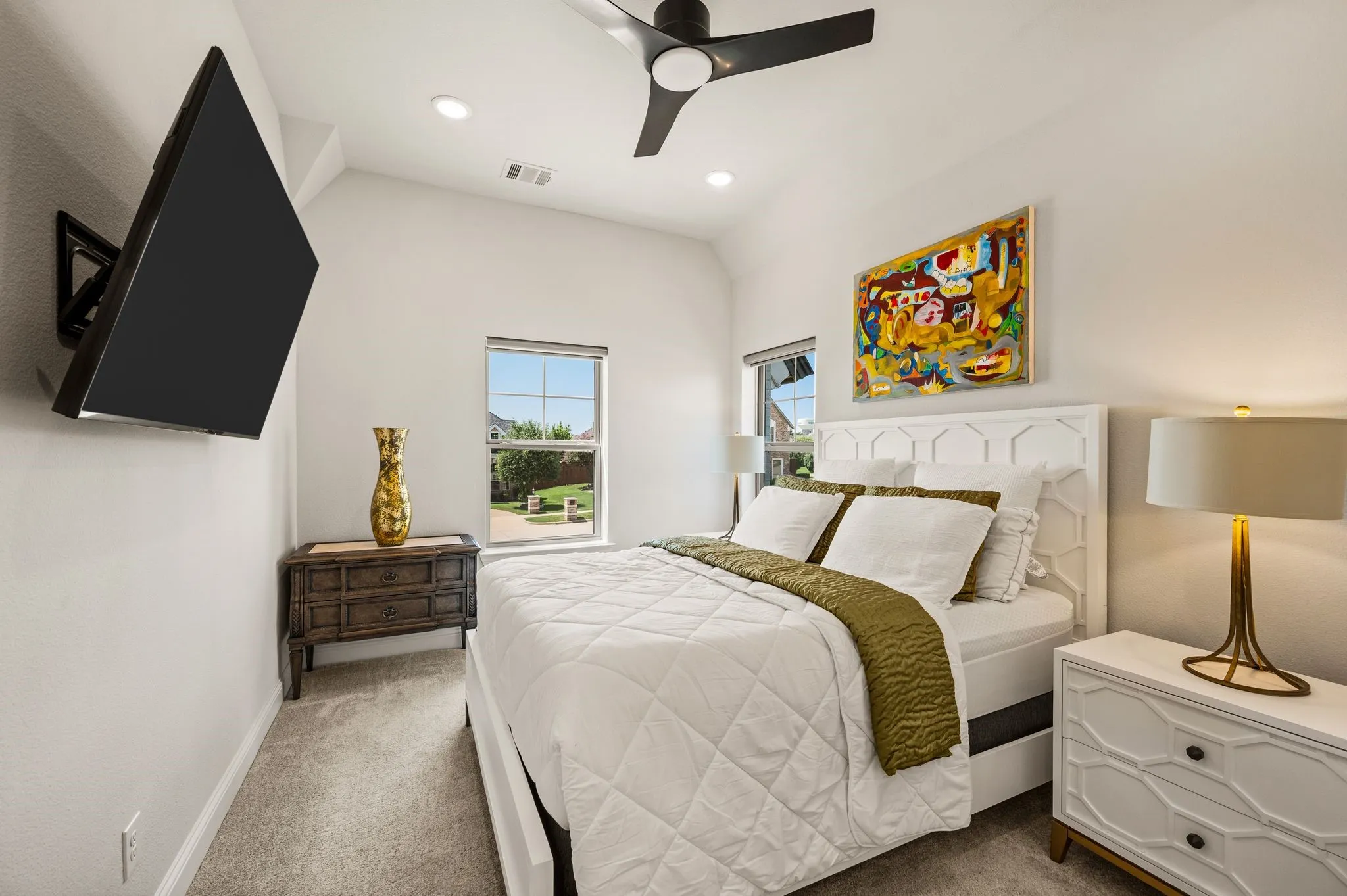 One of three upstairs bedrooms; Decorative Fan-light; Ample closet