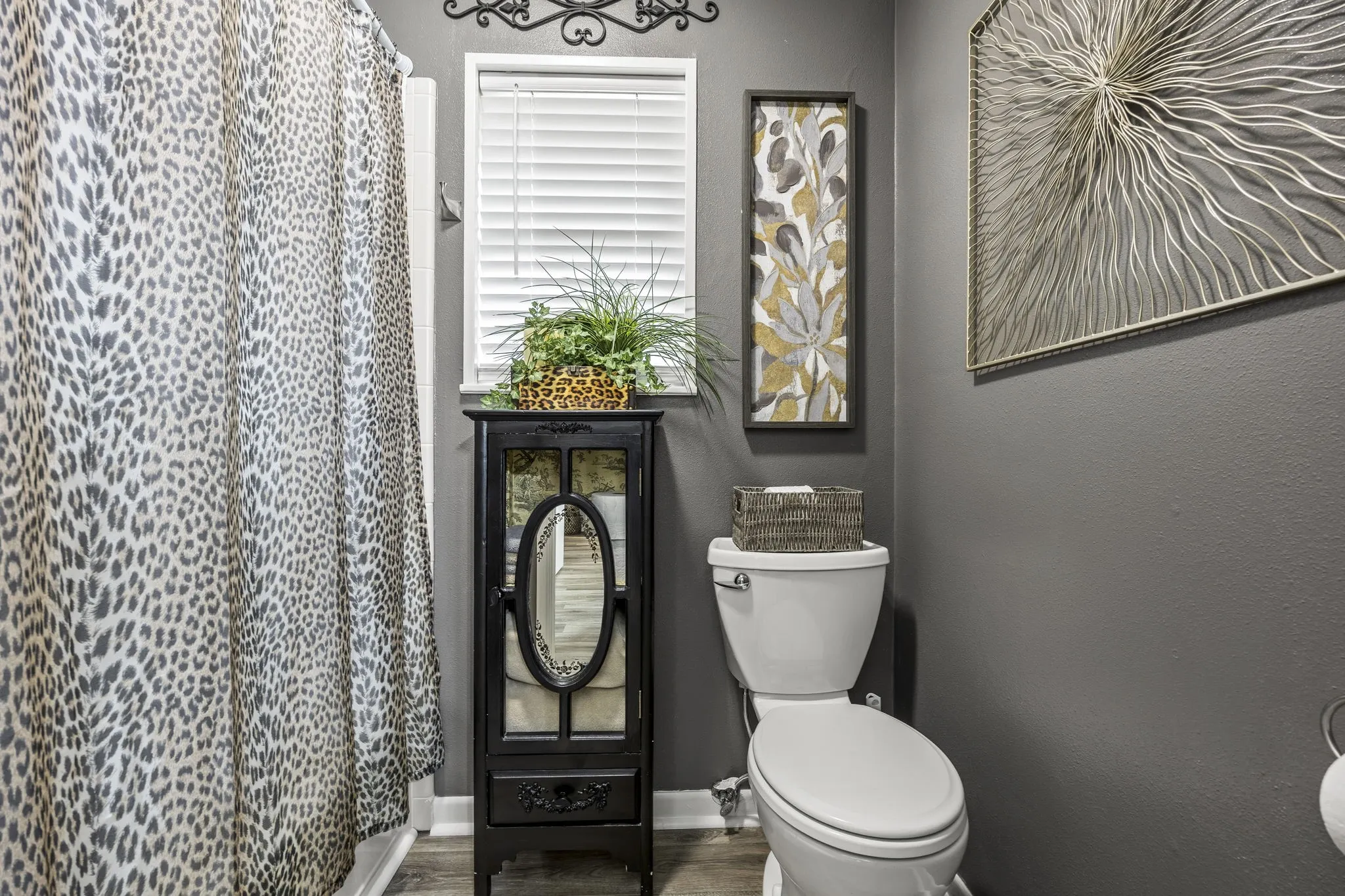 Separate shower area from the double vanities for privacy