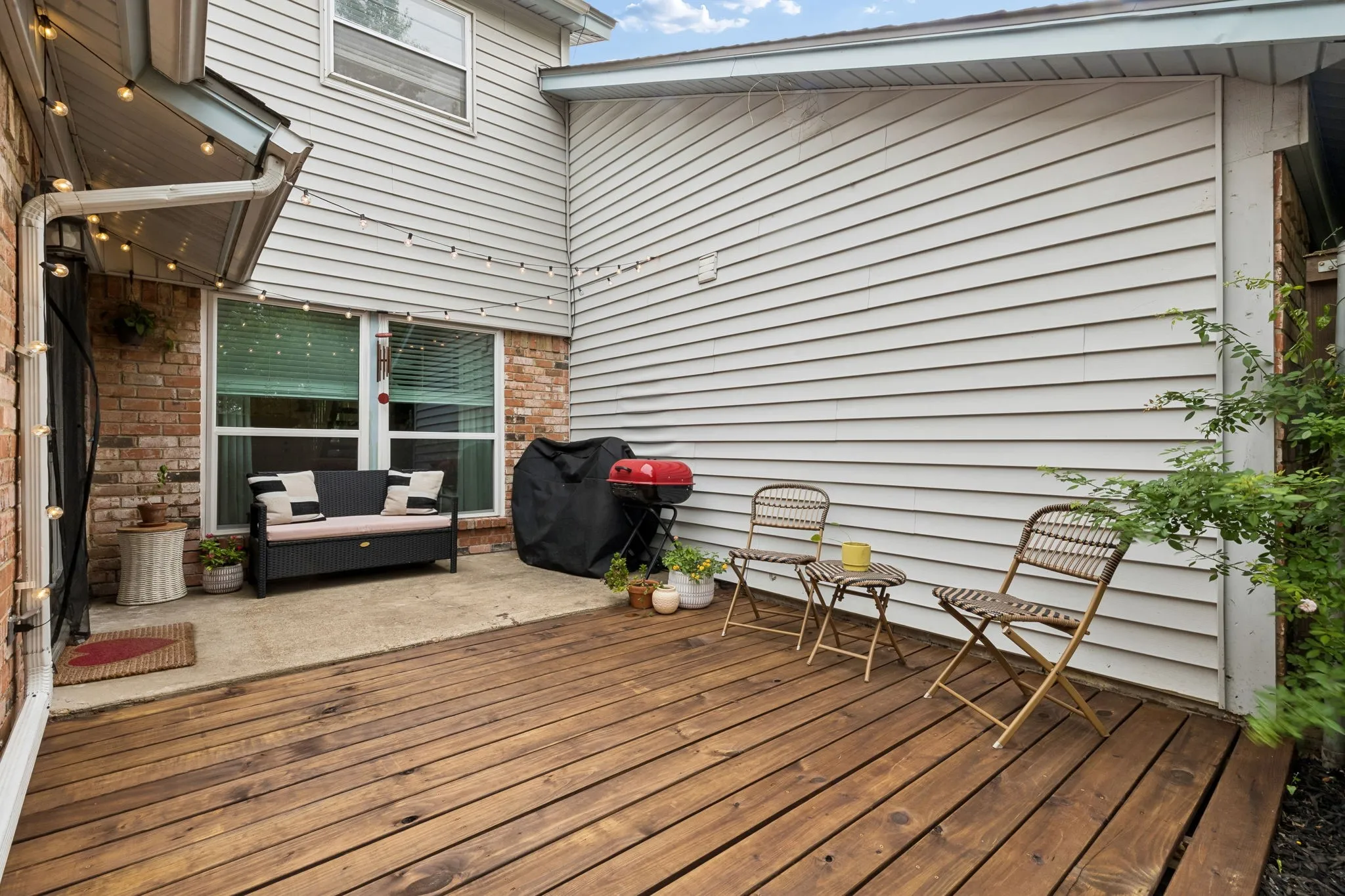 Newly installed deck is perfect for entertaining outside.