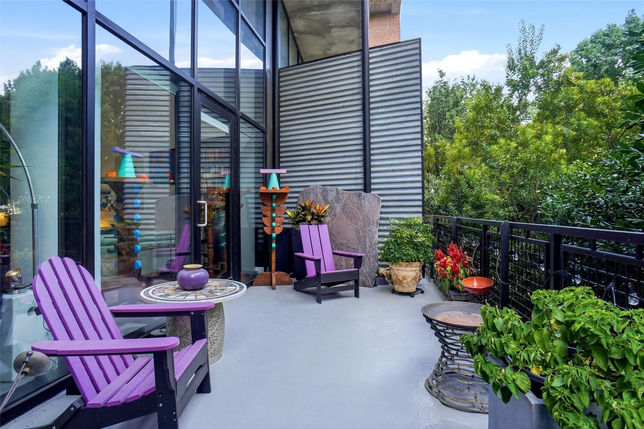 Party Size Patio with lush landscaping