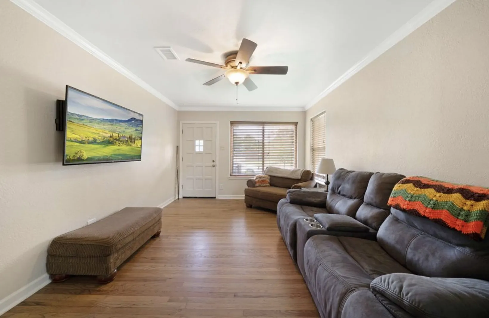 View of the front door from the living room